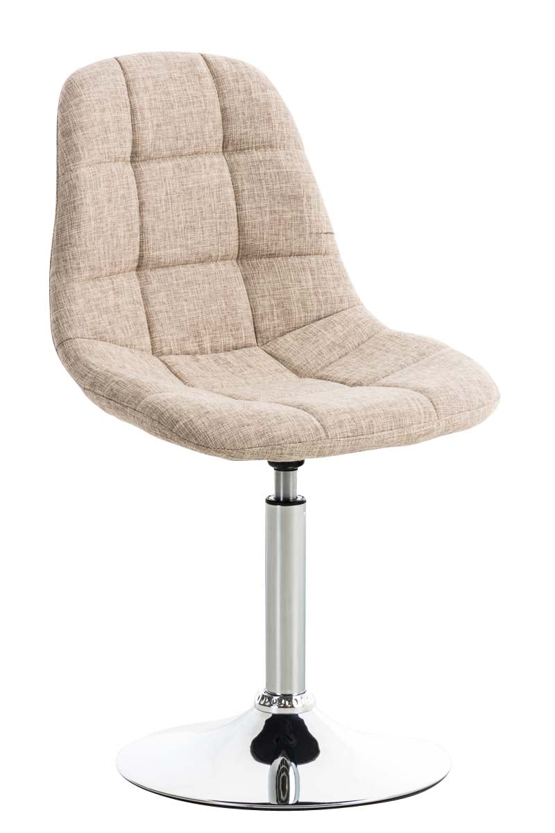 CLP Lounger EMIL mit Stoffbezug, Esszimmerstuhl mit gestepptem Sitz, Drehstuhl mit Trompetenfu&szlig; in Chromoptik, - Bild 1