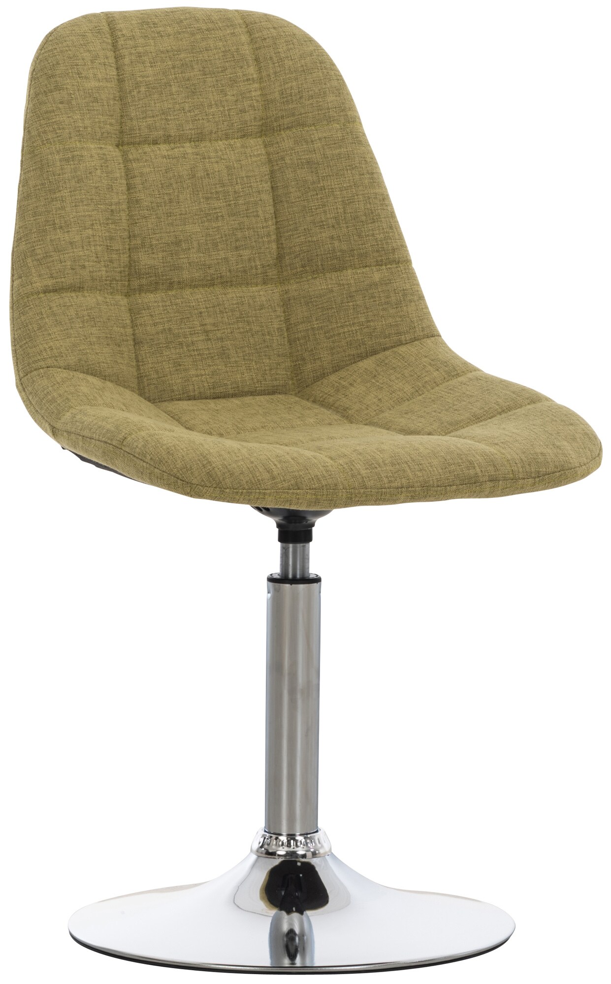 CLP Lounger EMIL mit Stoffbezug, Esszimmerstuhl mit gestepptem Sitz, Drehstuhl mit Trompetenfu&szlig; in Chromoptik, - Bild 1