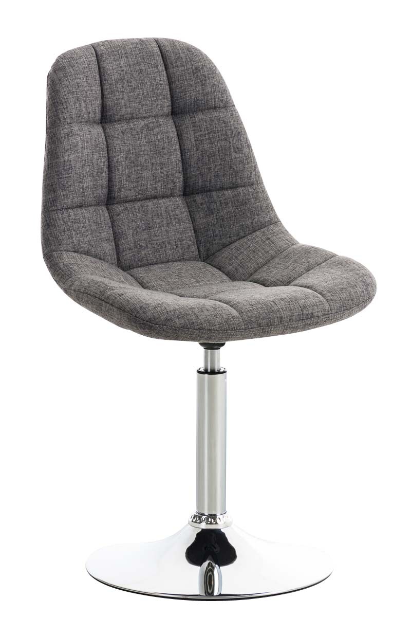 CLP Lounger EMIL mit Stoffbezug, Esszimmerstuhl mit gestepptem Sitz, Drehstuhl mit Trompetenfu&szlig; in Chromoptik, - Bild 1