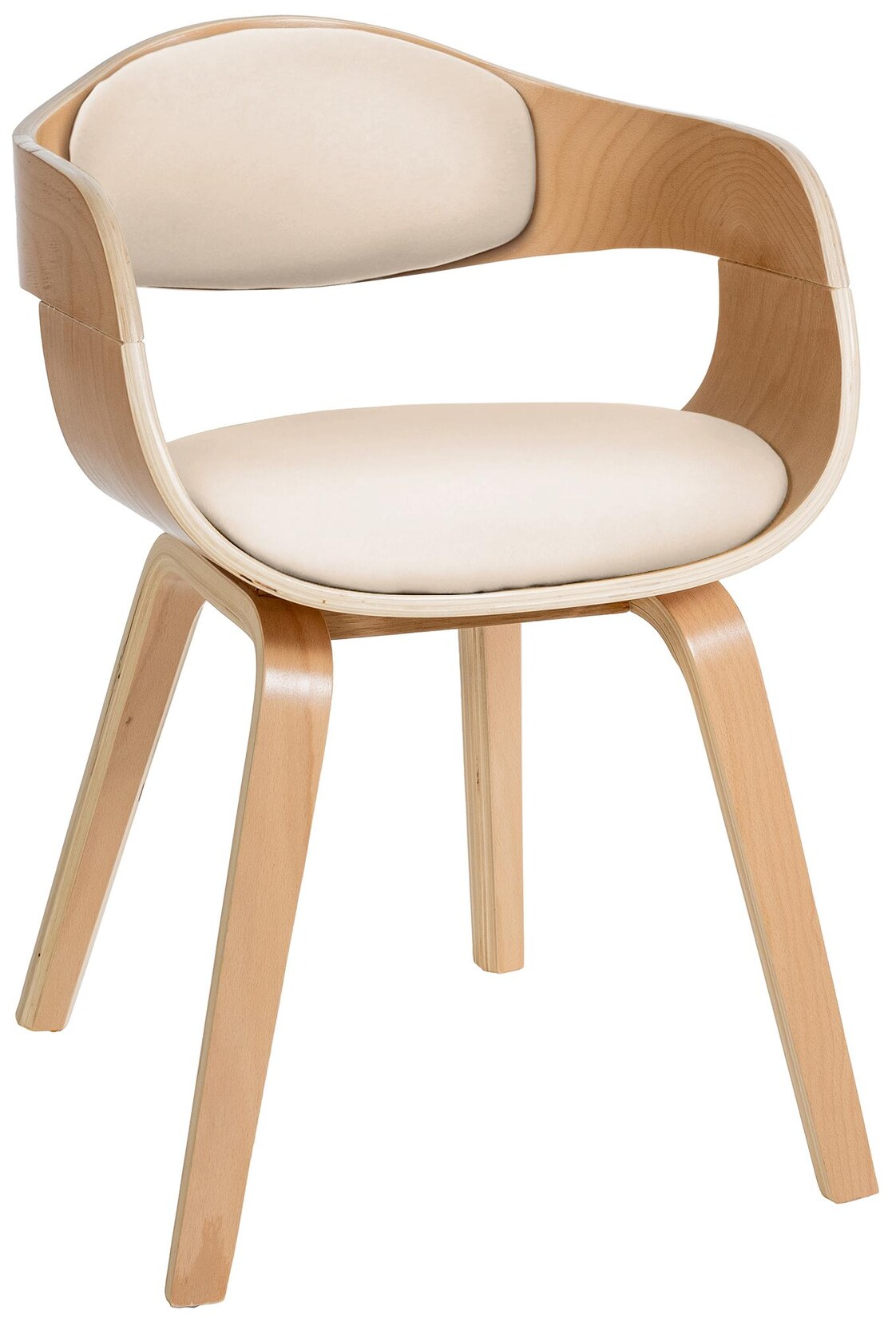 CLP Esszimmerstuhl ergonomisch Kingston, gepolsterte umlaufender Rückenlehne, Kunstlederbezug & Holzgestell, belastbar bis 150 kg