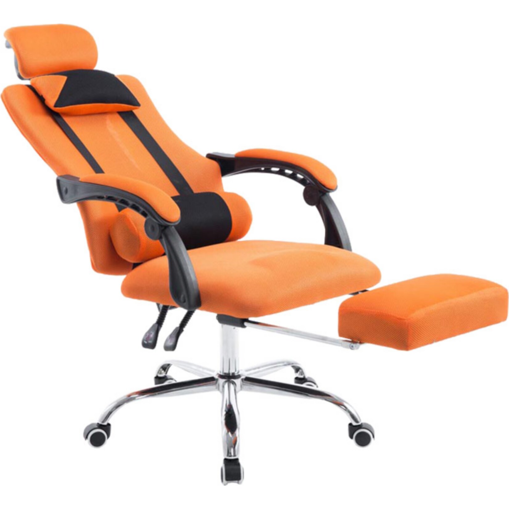 CLP Gaming B&uuml;rostuhl Fellow Mit Polsterung Und Netzbezug I Drehstuhl Mit Laufrollen Und Kopfst&uuml;tze I H&ouml;henverstellbarer B&uuml;rostuhl Mit Fu&szlig;ablage - Bild 1