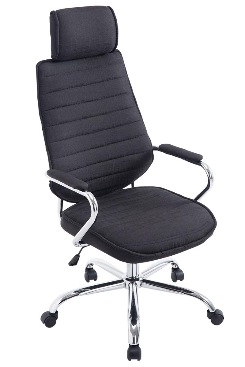 CLP Bürostuhl ergonomisch Rako, Schreibtischstuhl höhenverstellbar drehbar Stoffbezug, Rückenlehne mit Kopfstütze, Armlehnen gepolstert