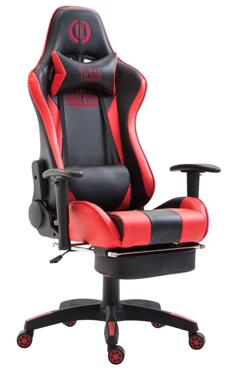 CLP Gaming Bürostuhl BOAVISTA mit Kunstlederbezug, max. belastbar bis 136 kg, Gaming Stuhl mit/ohne Fußablage, Chefsessel mit Wippmechanismus, | 04251380456437