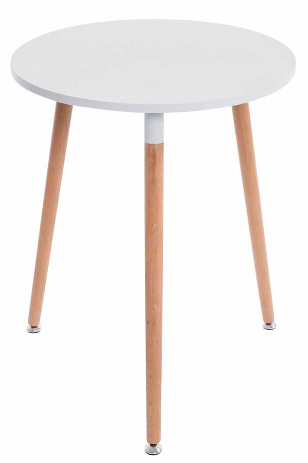 CLP Retro-Design Küchentisch AMALIE mit 3 Holzbeinen I hochwertige Materialen I rund Ø 60 cm I Tischhöhe 75 cm