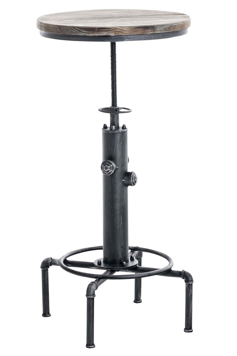 CLP Stehtisch Lumos Mit Robustem Metallgestell Und Einer Holz-Tischplatte I H&ouml;henverstellbarer, Runder Bartisch Im Industrial-Design - Bild 1