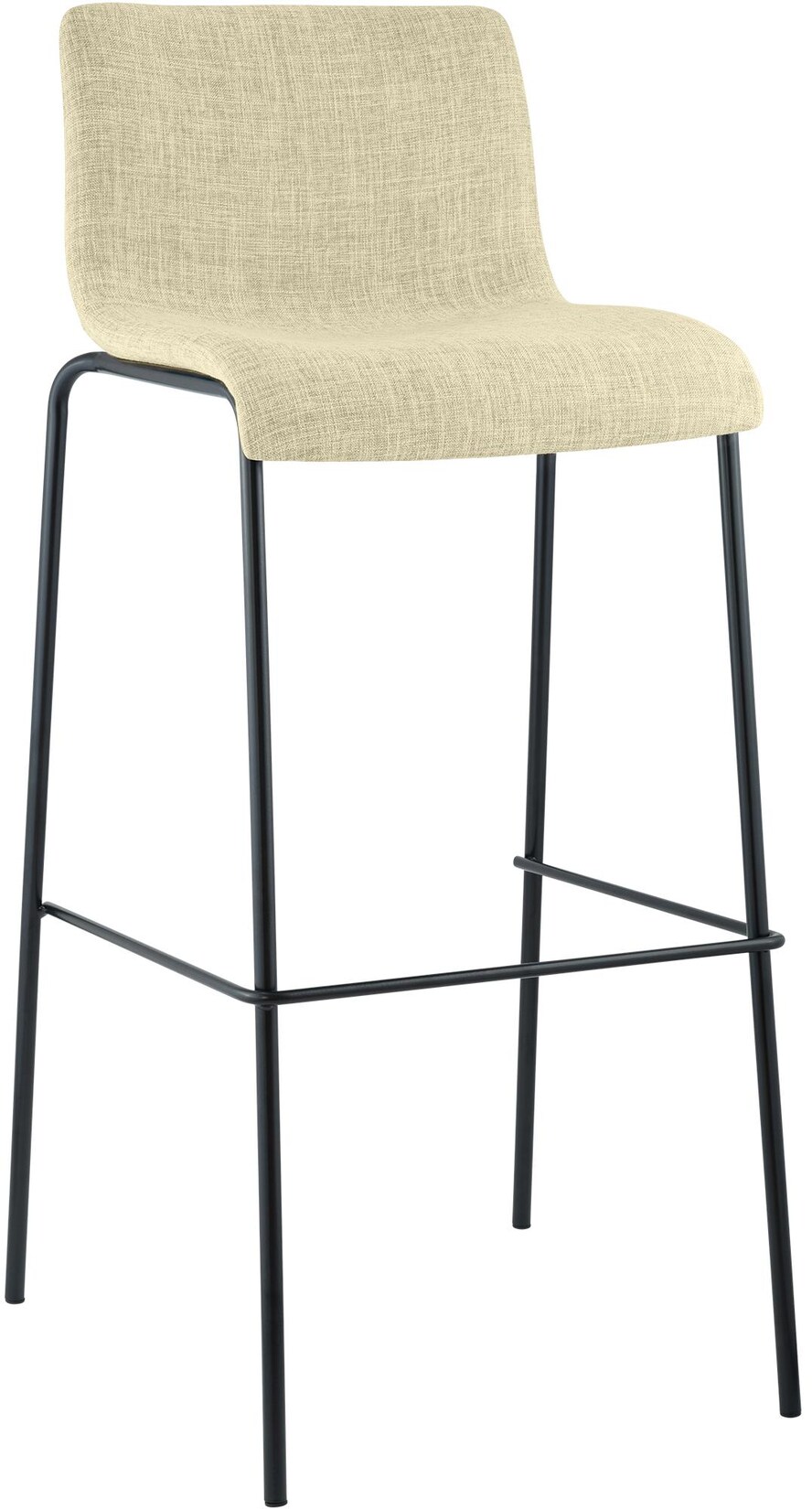 CLP Barhocker Hoover Stoff 4-Fuß Gestell schwarz Farbe: creme, Gestell Farbe: schwarz