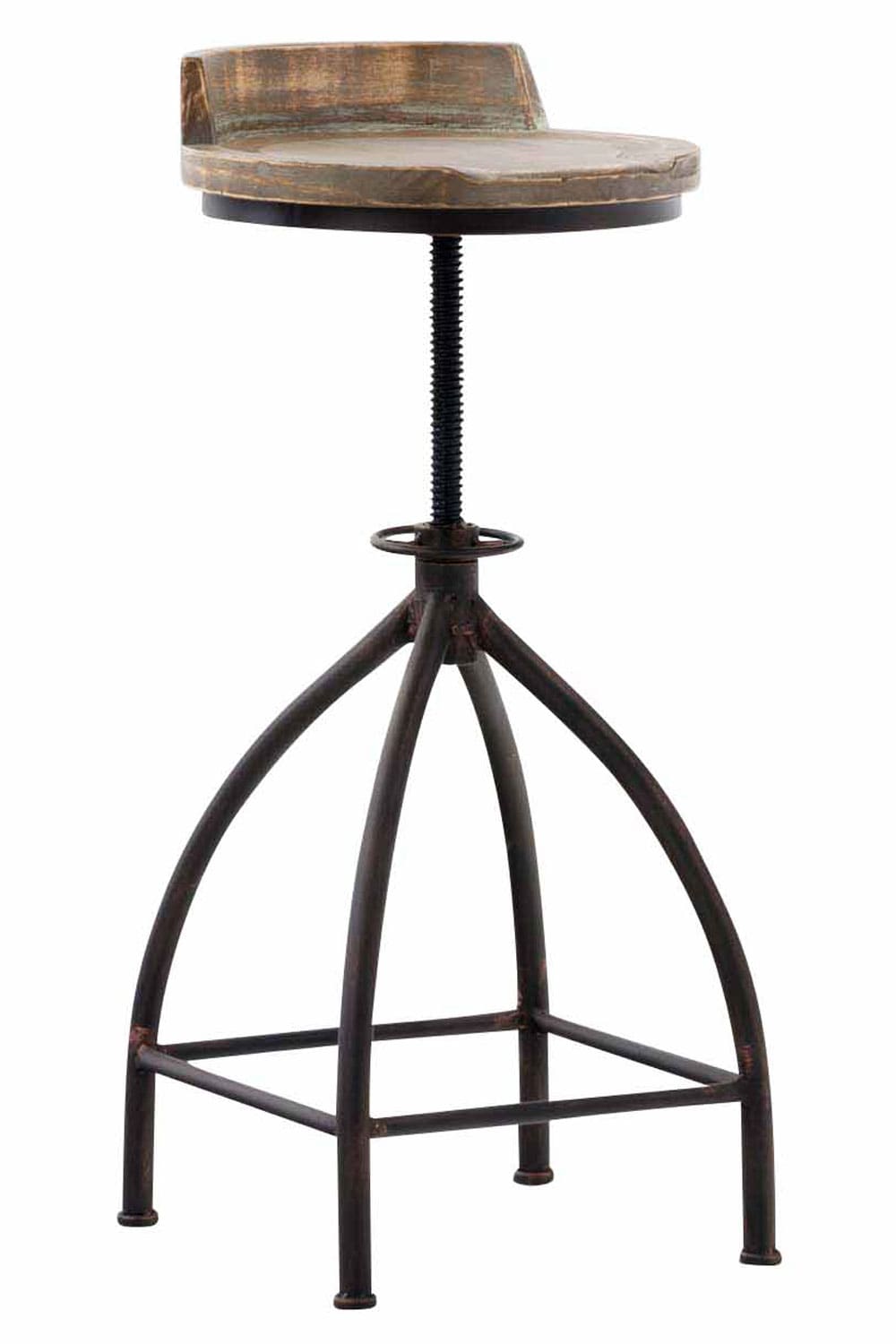 CLP Barhocker BUFFALO im Industrial-Look I H&ouml;henverstellbarer Thekenhocker mit Holzsitz I Metallhocker mit Fu&szlig;st&uuml;tze - Bild 1