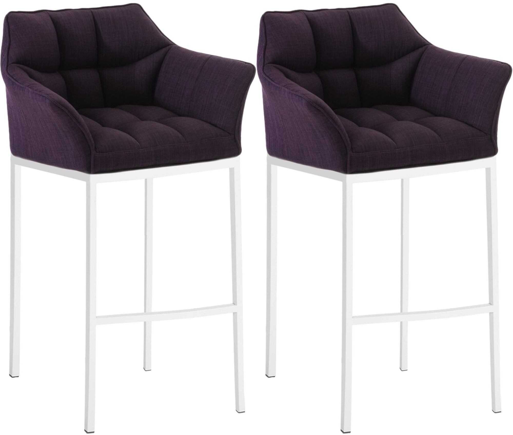 CLP Barhocker 2er Set mit Lehne Damaso, Barst&uuml;hle gepolstert mit Stoffbezug, Vierfu&szlig;gestelle aus Metall, Tresenhocker bis 240 kg belastbar - Bild 1