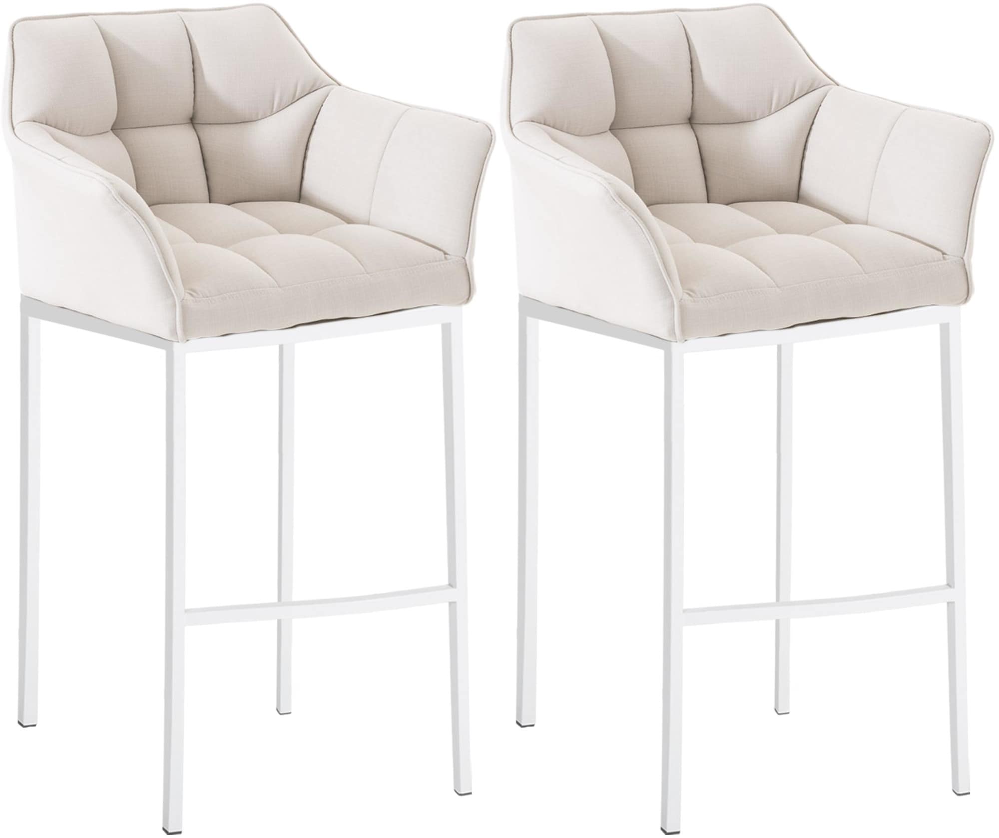 CLP Barhocker 2er Set mit Lehne Damaso, Barst&uuml;hle gepolstert mit Stoffbezug, Vierfu&szlig;gestelle aus Metall, Tresenhocker bis 240 kg belastbar - Bild 1