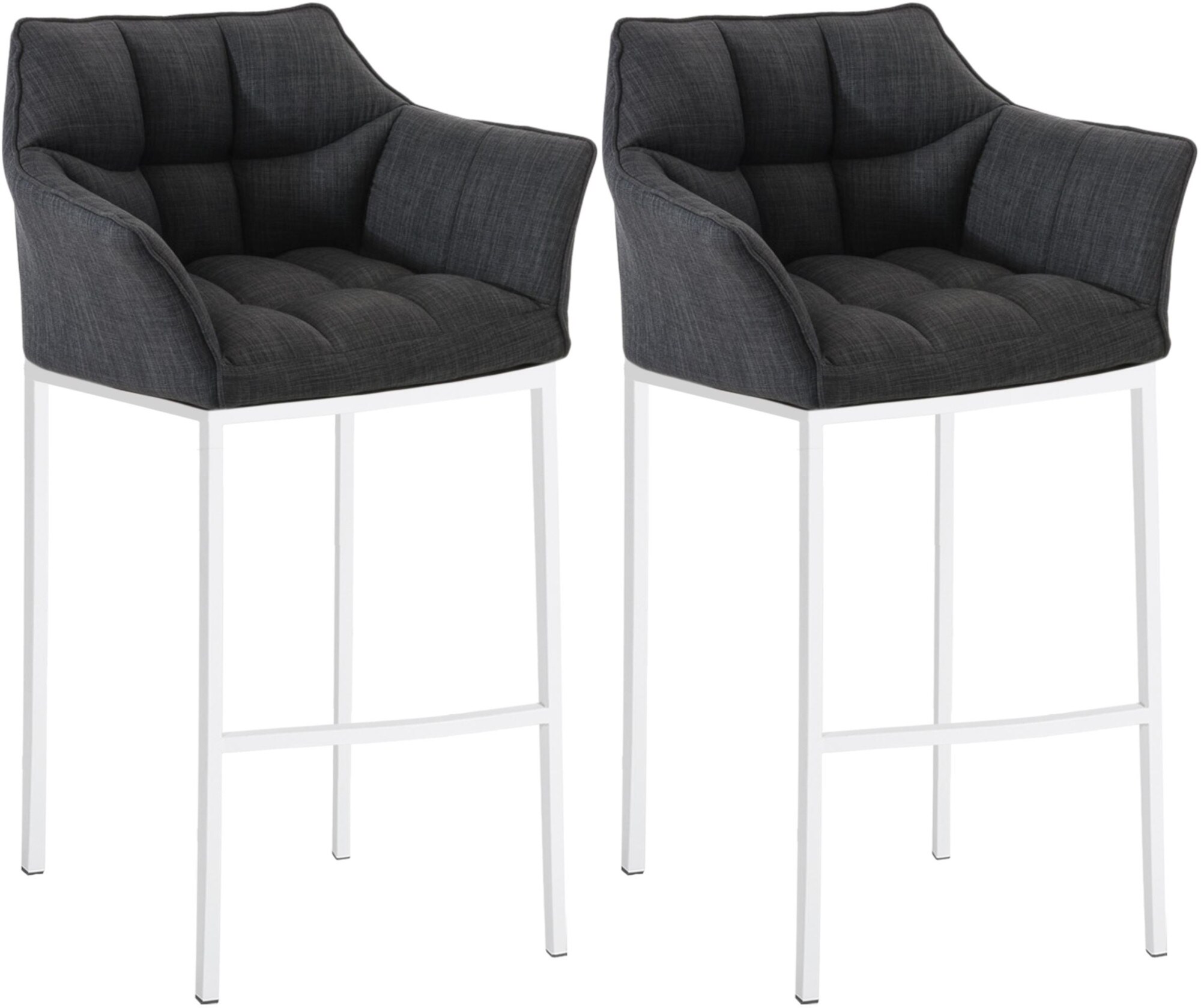 CLP Barhocker 2er Set mit Lehne Damaso, Barst&uuml;hle gepolstert mit Stoffbezug, Vierfu&szlig;gestelle aus Metall, Tresenhocker bis 240 kg belastbar - Bild 1