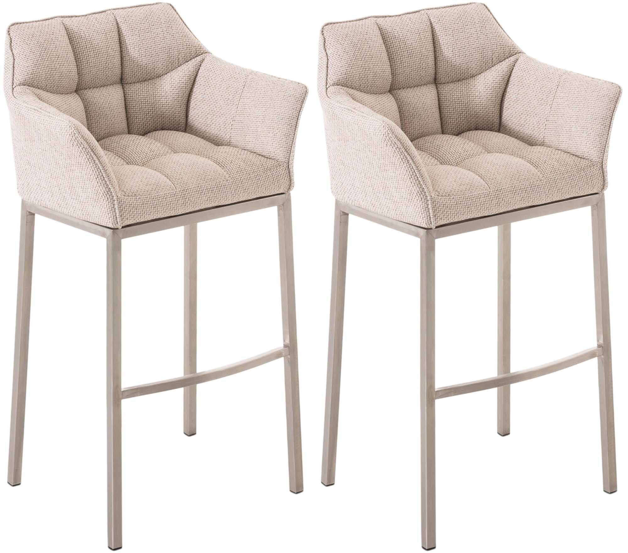 CLP Barhocker 2er Set mit Lehne Damaso, Barst&uuml;hle gepolstert mit Stoffbezug, Vierfu&szlig;gestelle aus Metall, Tresenhocker bis 240 kg belastbar - Bild 1