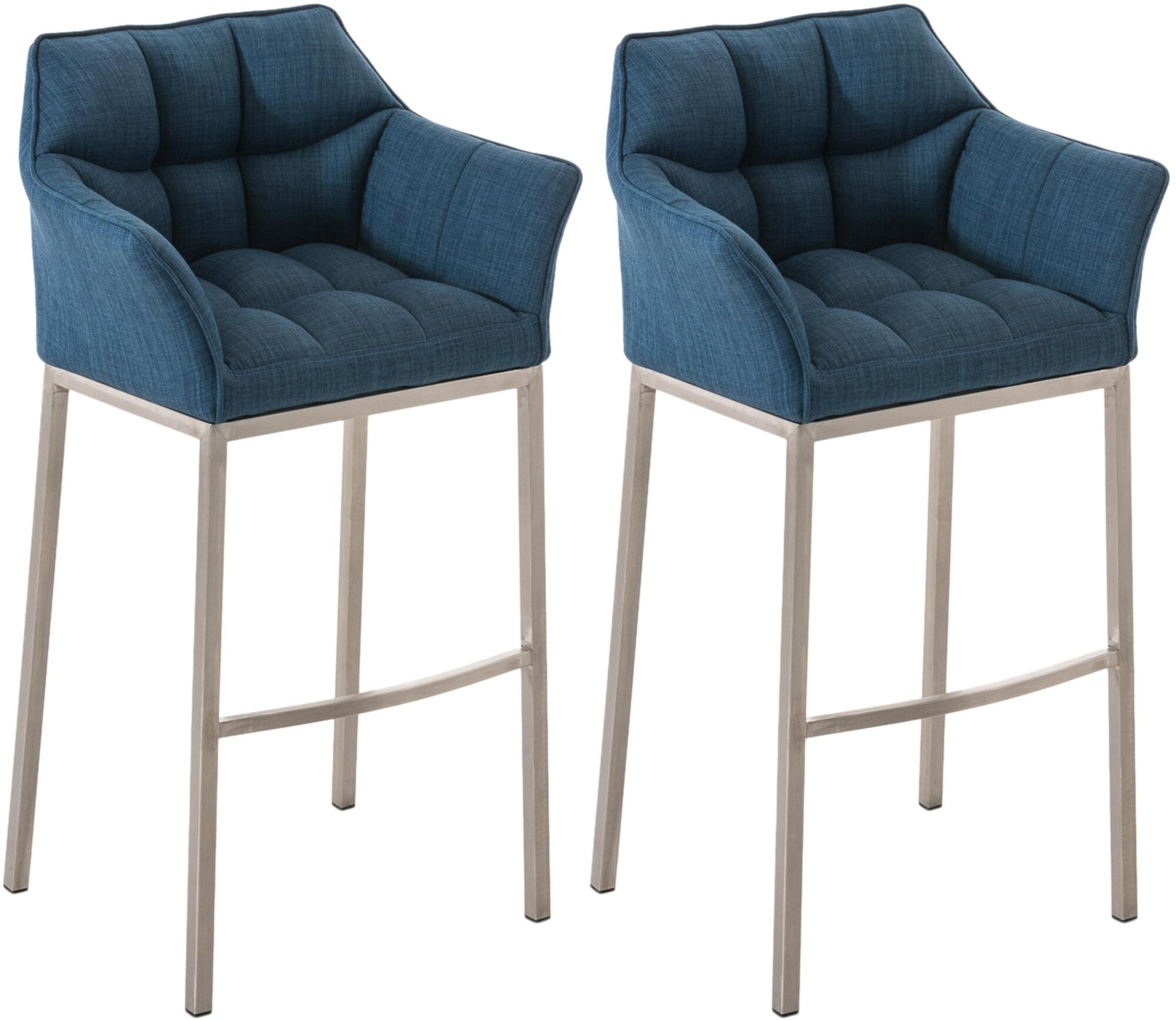 CLP Barhocker 2er Set mit Lehne Damaso, Barst&uuml;hle gepolstert mit Stoffbezug, Vierfu&szlig;gestelle aus Metall, Tresenhocker bis 240 kg belastbar - Bild 1