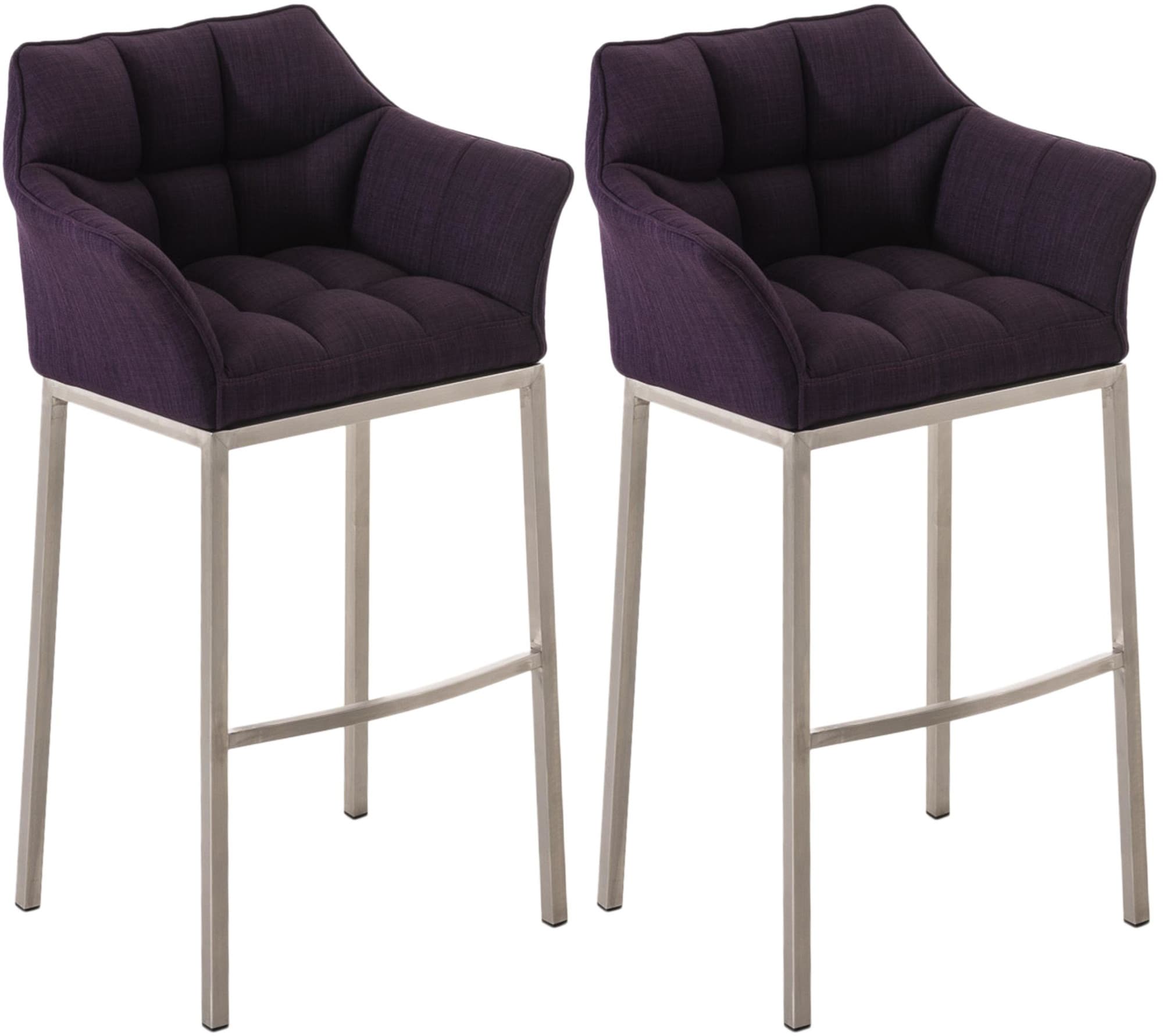 CLP Barhocker 2er Set mit Lehne Damaso, Barst&uuml;hle gepolstert mit Stoffbezug, Vierfu&szlig;gestelle aus Metall, Tresenhocker bis 240 kg belastbar - Bild 1