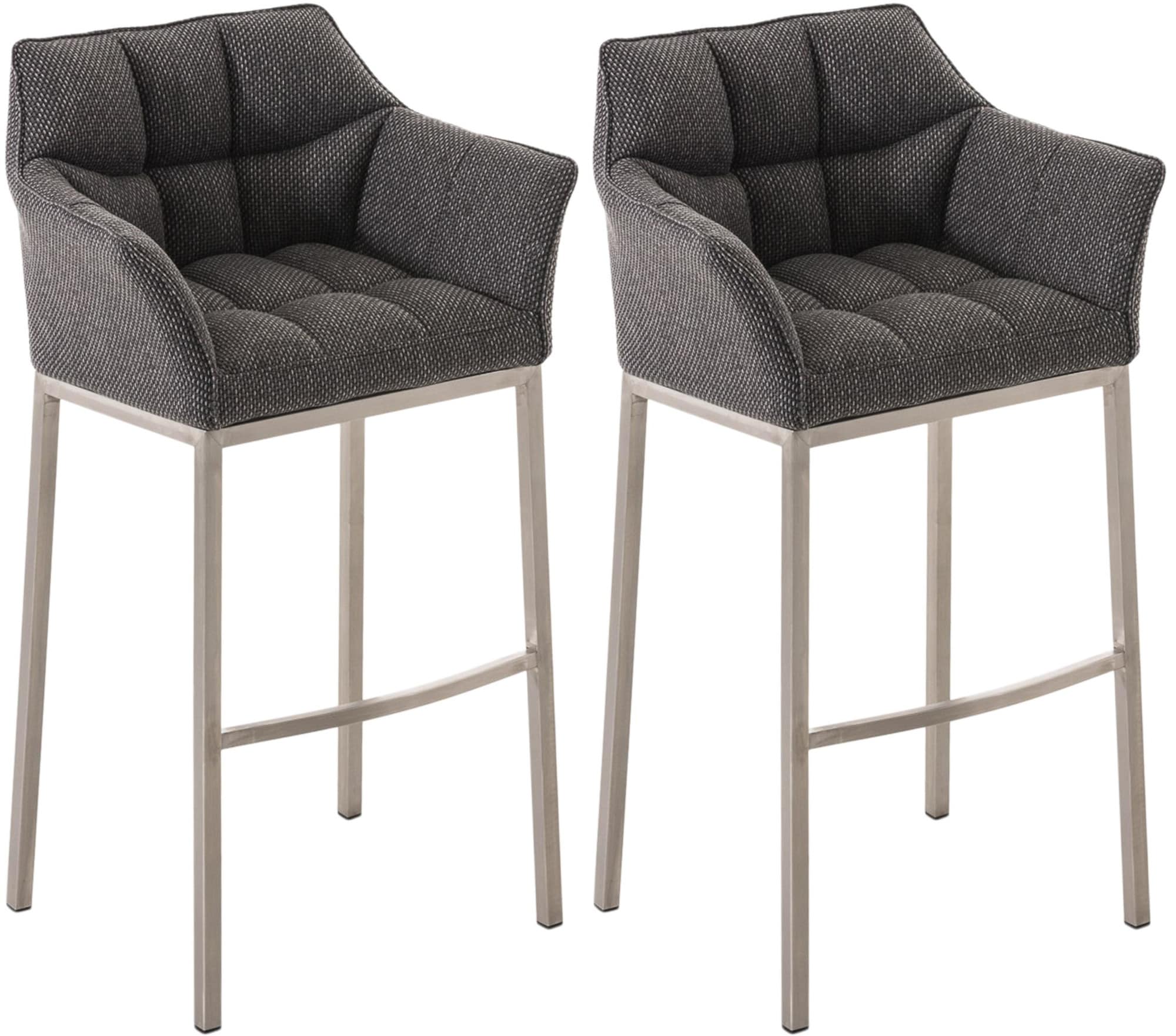 CLP Barhocker 2er Set mit Lehne Damaso, Barst&uuml;hle gepolstert mit Stoffbezug, Vierfu&szlig;gestelle aus Metall, Tresenhocker bis 240 kg belastbar - Bild 1