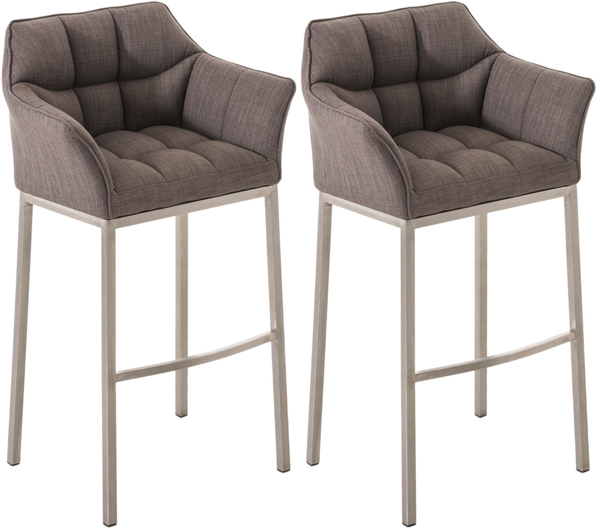 CLP Barhocker 2er Set mit Lehne Damaso, Barst&uuml;hle gepolstert mit Stoffbezug, Vierfu&szlig;gestelle aus Metall, Tresenhocker bis 240 kg belastbar - Bild 1