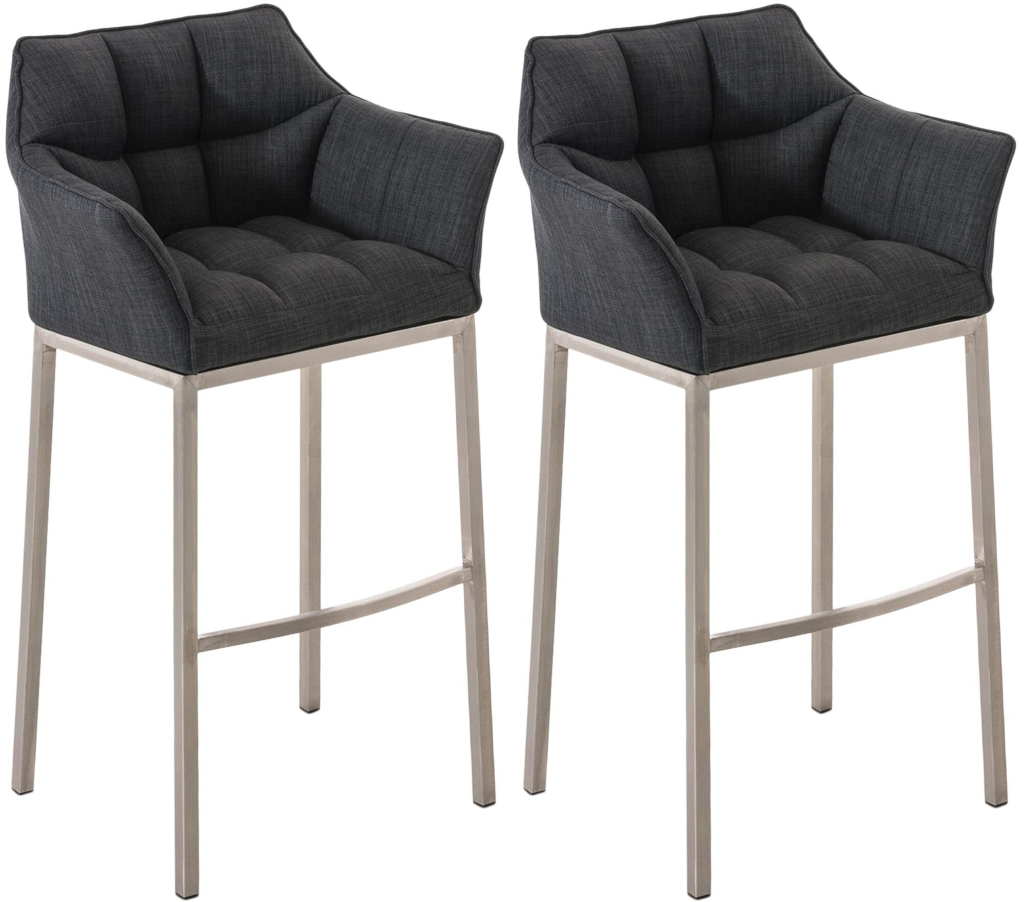 CLP Barhocker 2er Set mit Lehne Damaso, Barst&uuml;hle gepolstert mit Stoffbezug, Vierfu&szlig;gestelle aus Metall, Tresenhocker bis 240 kg belastbar - Bild 1