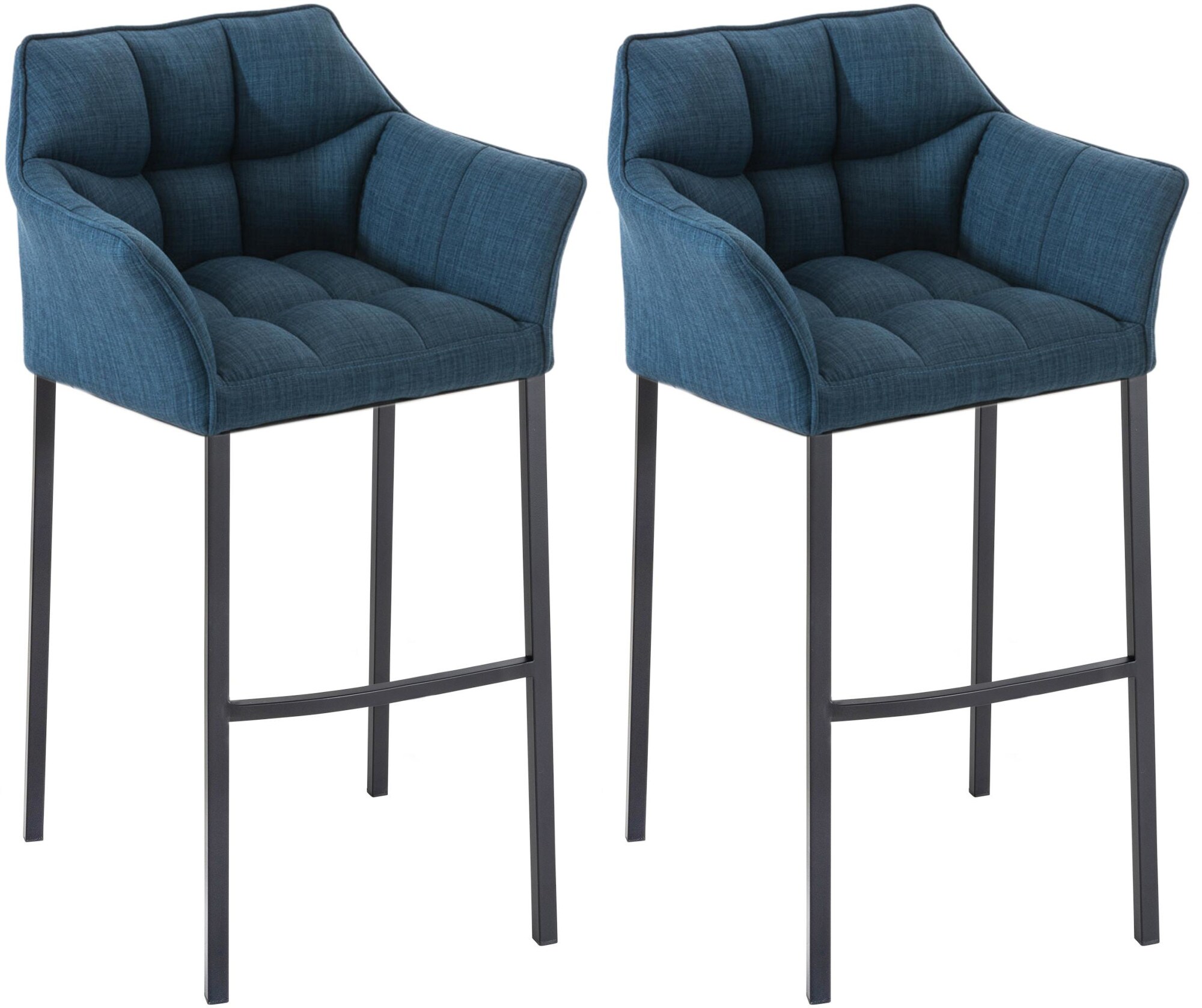 CLP Barhocker 2er Set mit Lehne Damaso, Barst&uuml;hle gepolstert mit Stoffbezug, Vierfu&szlig;gestelle aus Metall, Tresenhocker bis 240 kg belastbar - Bild 1