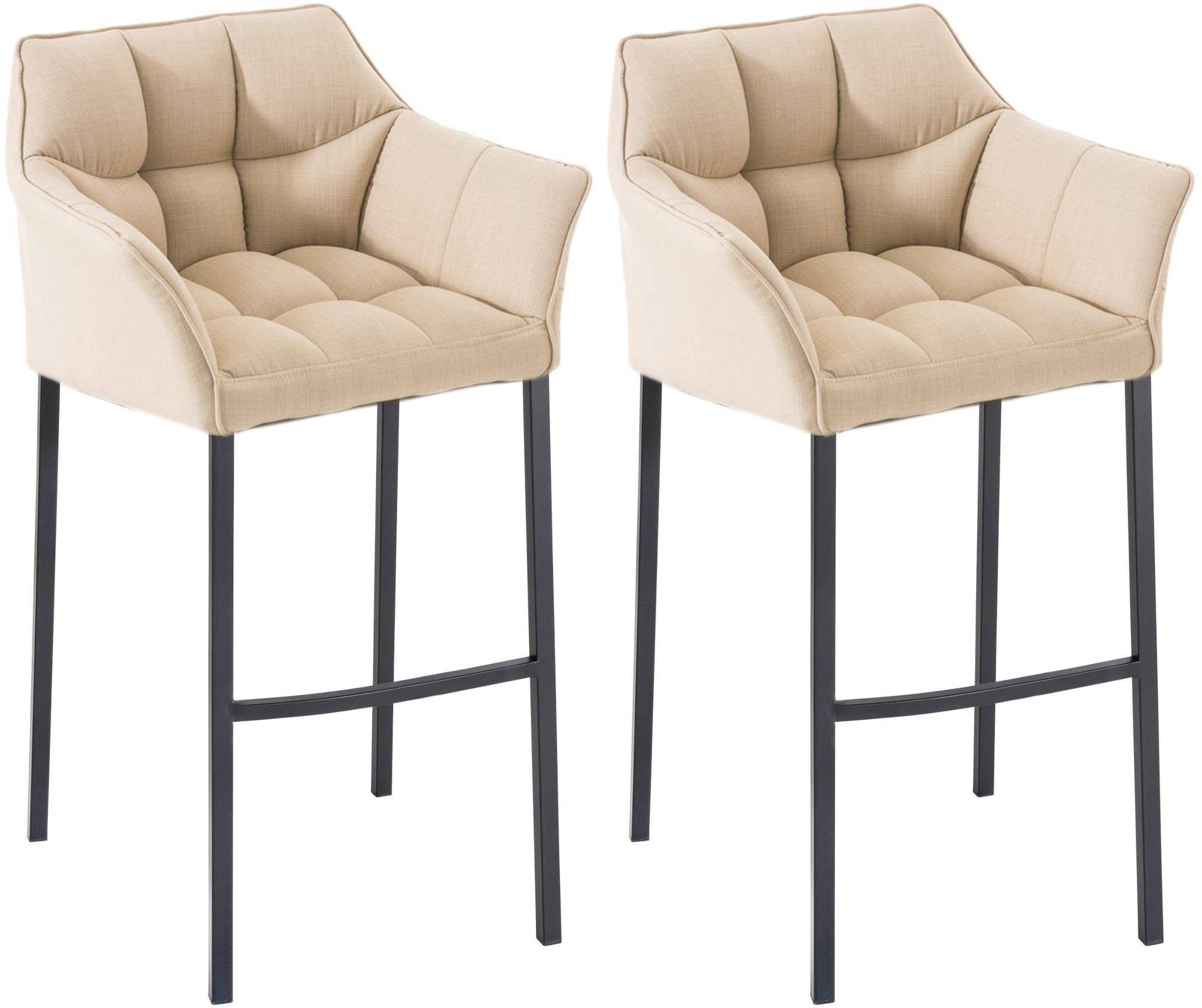 CLP Barhocker 2er Set mit Lehne Damaso, Barst&uuml;hle gepolstert mit Stoffbezug, Vierfu&szlig;gestelle aus Metall, Tresenhocker bis 240 kg belastbar - Bild 1