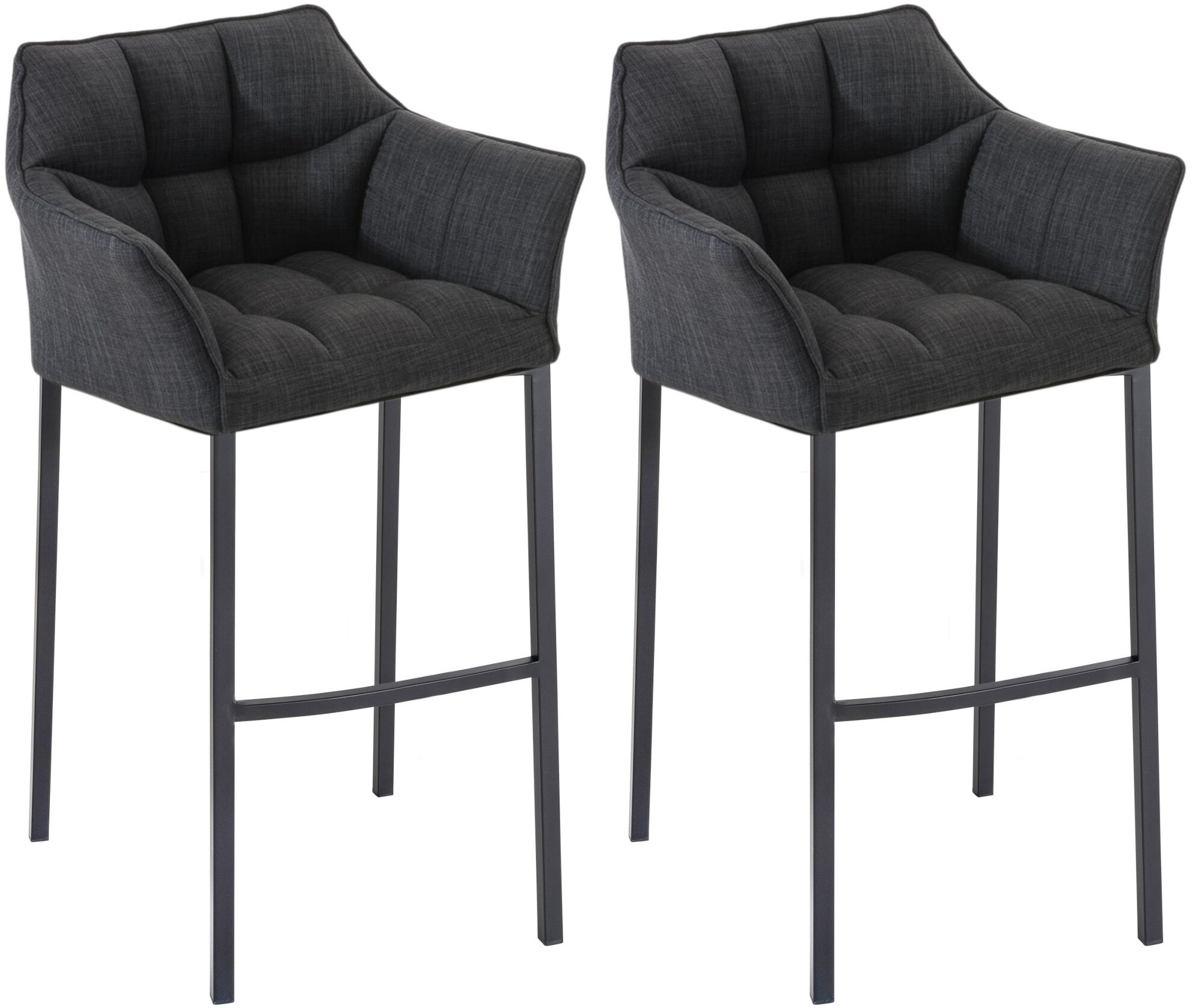 CLP Barhocker 2er Set mit Lehne Damaso, Barst&uuml;hle gepolstert mit Stoffbezug, Vierfu&szlig;gestelle aus Metall, Tresenhocker bis 240 kg belastbar - Bild 1