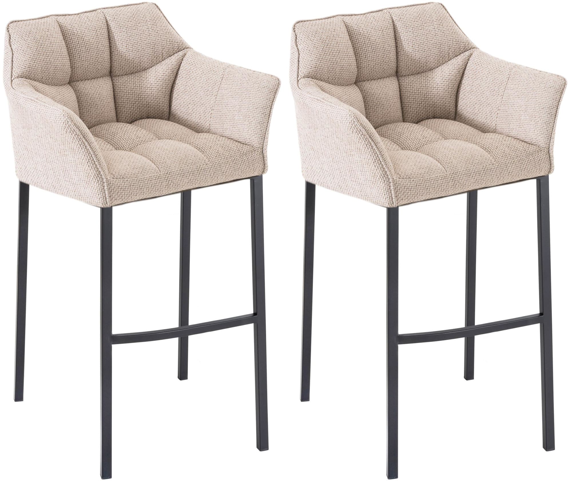 CLP Barhocker 2er Set mit Lehne Damaso, Barst&uuml;hle gepolstert mit Stoffbezug, Vierfu&szlig;gestelle aus Metall, Tresenhocker bis 240 kg belastbar - Bild 1