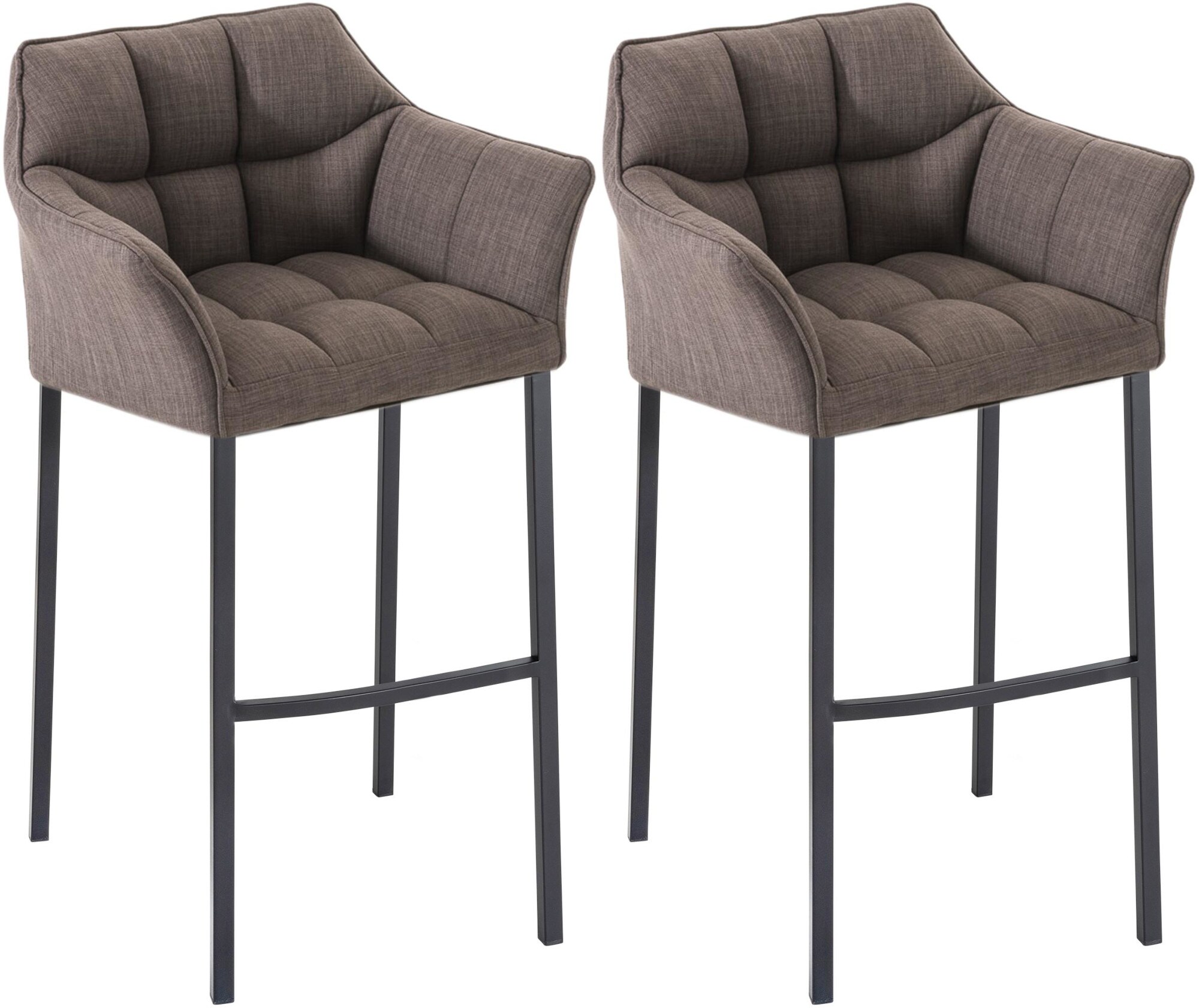 CLP Barhocker 2er Set mit Lehne Damaso, Barst&uuml;hle gepolstert mit Stoffbezug, Vierfu&szlig;gestelle aus Metall, Tresenhocker bis 240 kg belastbar - Bild 1