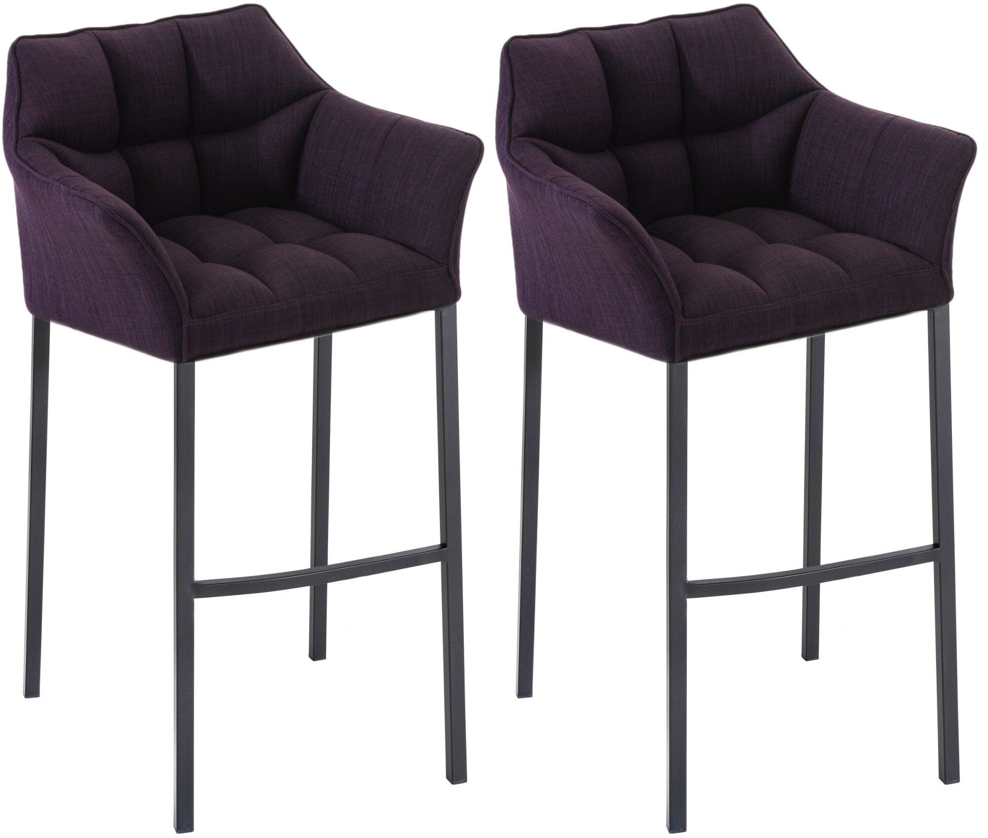 CLP Barhocker 2er Set mit Lehne Damaso, Barst&uuml;hle gepolstert mit Stoffbezug, Vierfu&szlig;gestelle aus Metall, Tresenhocker bis 240 kg belastbar - Bild 1