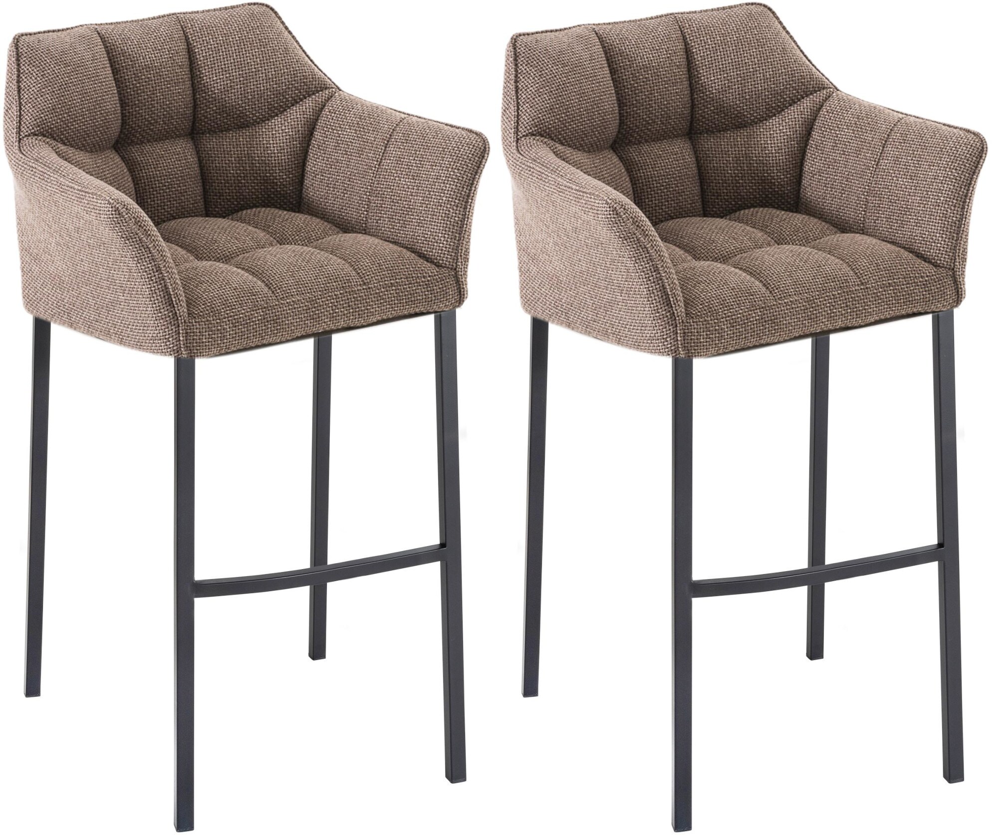 CLP Barhocker 2er Set mit Lehne Damaso, Barst&uuml;hle gepolstert mit Stoffbezug, Vierfu&szlig;gestelle aus Metall, Tresenhocker bis 240 kg belastbar - Bild 1