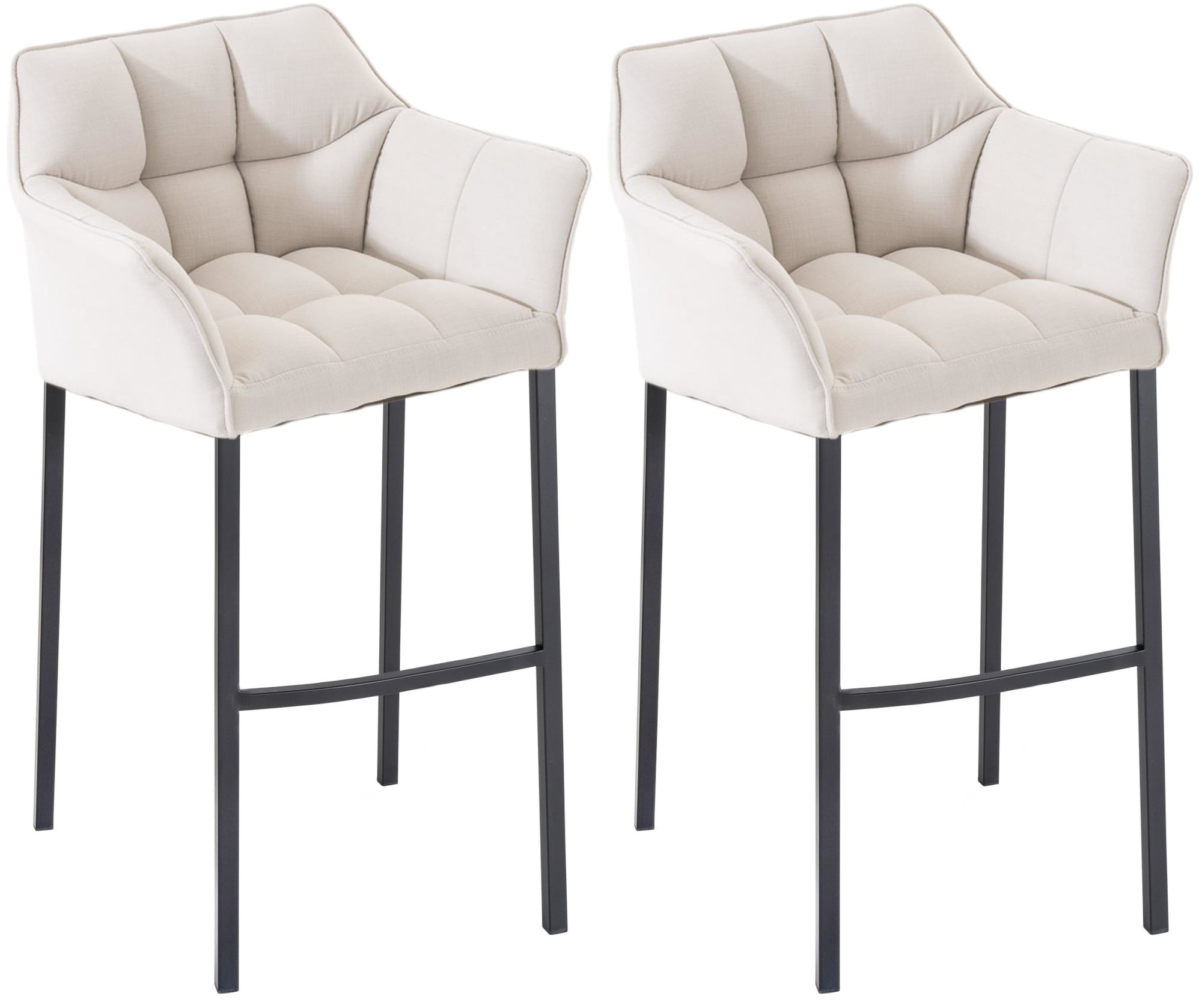 CLP Barhocker 2er Set mit Lehne Damaso, Barst&uuml;hle gepolstert mit Stoffbezug, Vierfu&szlig;gestelle aus Metall, Tresenhocker bis 240 kg belastbar - Bild 1