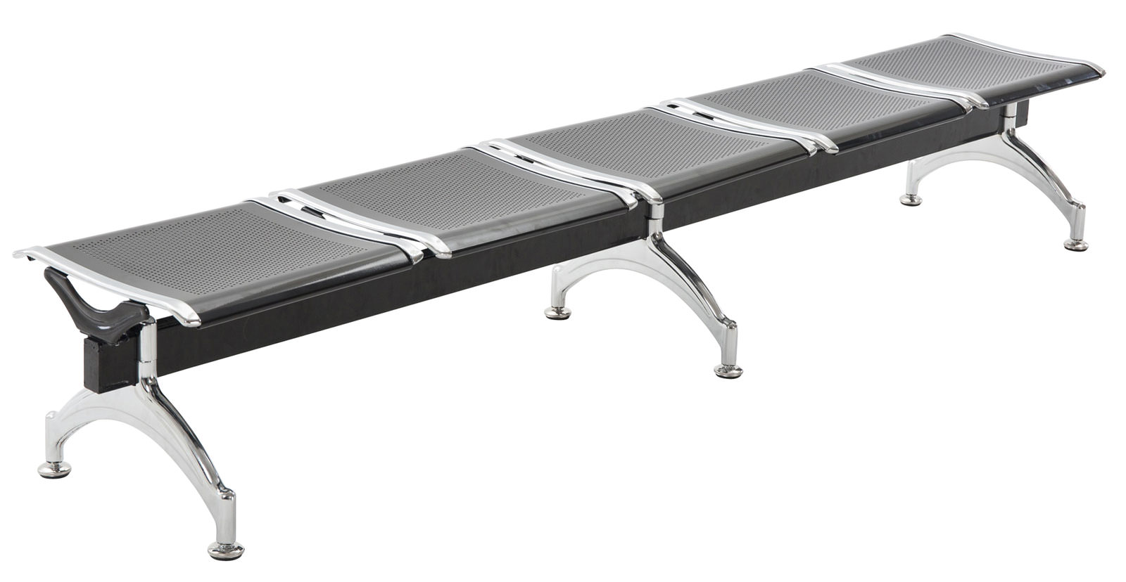 CLP 5er Wartebank CENTRAL mit Metallgestell in Chrom-Optik I Robuste Bank aus Metall - Bild 1