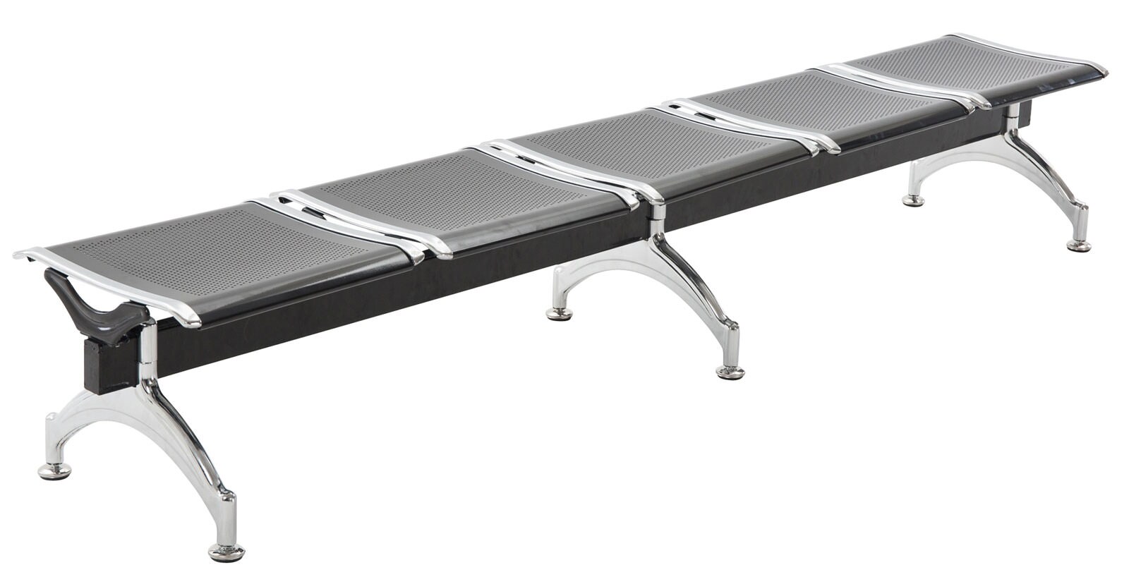 CLP 5er Wartebank CENTRAL mit Metallgestell in Chrom-Optik I Robuste Bank aus Metall | 04251563426882