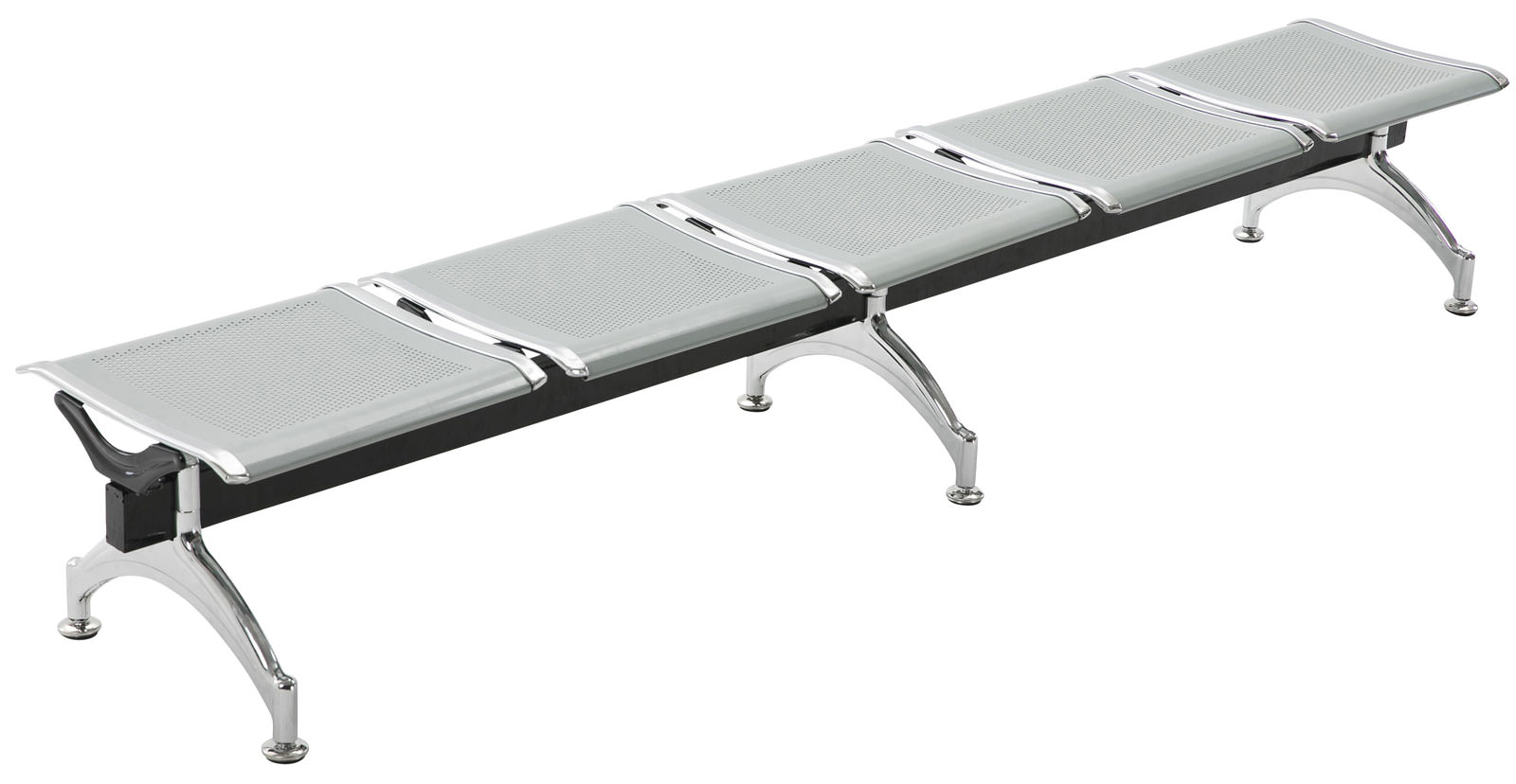 CLP 5er Wartebank CENTRAL mit Metallgestell in Chrom-Optik I Robuste Bank aus Metall - Bild 1