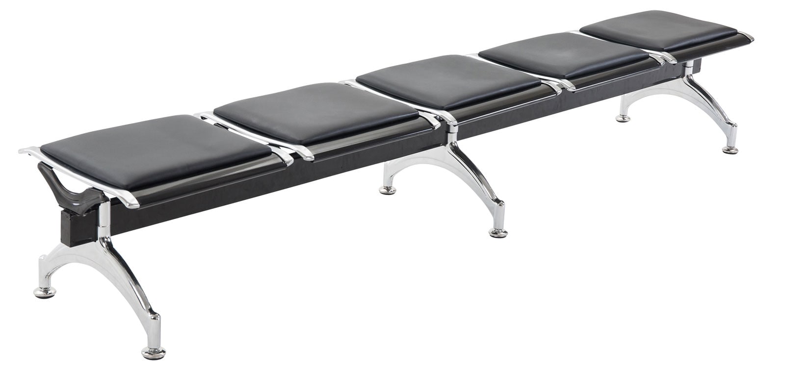 CLP 5er Wartebank CENTRAL mit Kunstlederbezug I Robuste Bank aus Metall gepolstert I Sitzbank mit Metallgestell in Chromoptik - Bild 1