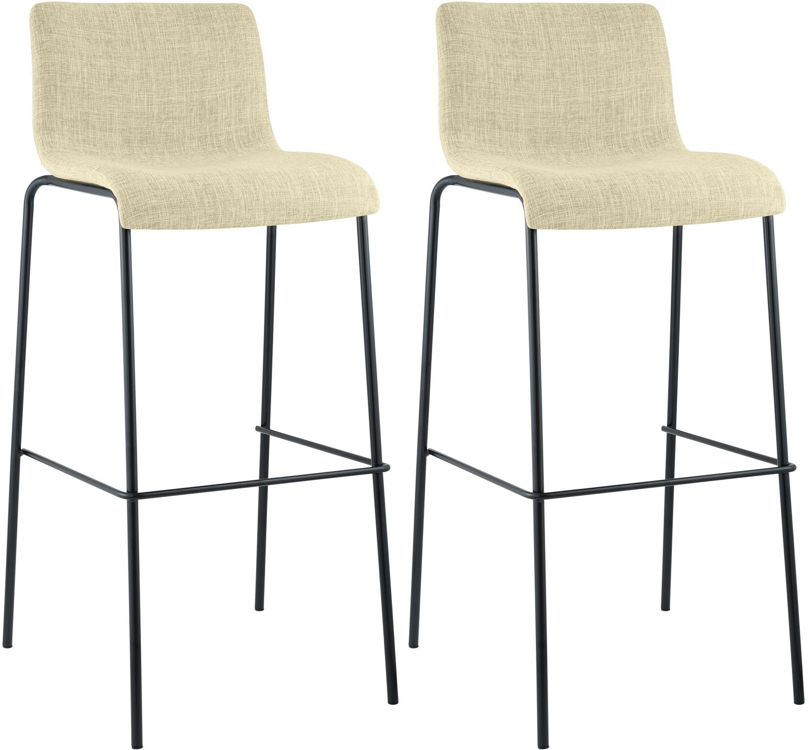CLP Barhocker 2er Set mit Lehnen Hover, Barstühle stapelbar mit Stoffbezüge, Stapelstühle Metallgestelle bis 150 kg belastbar