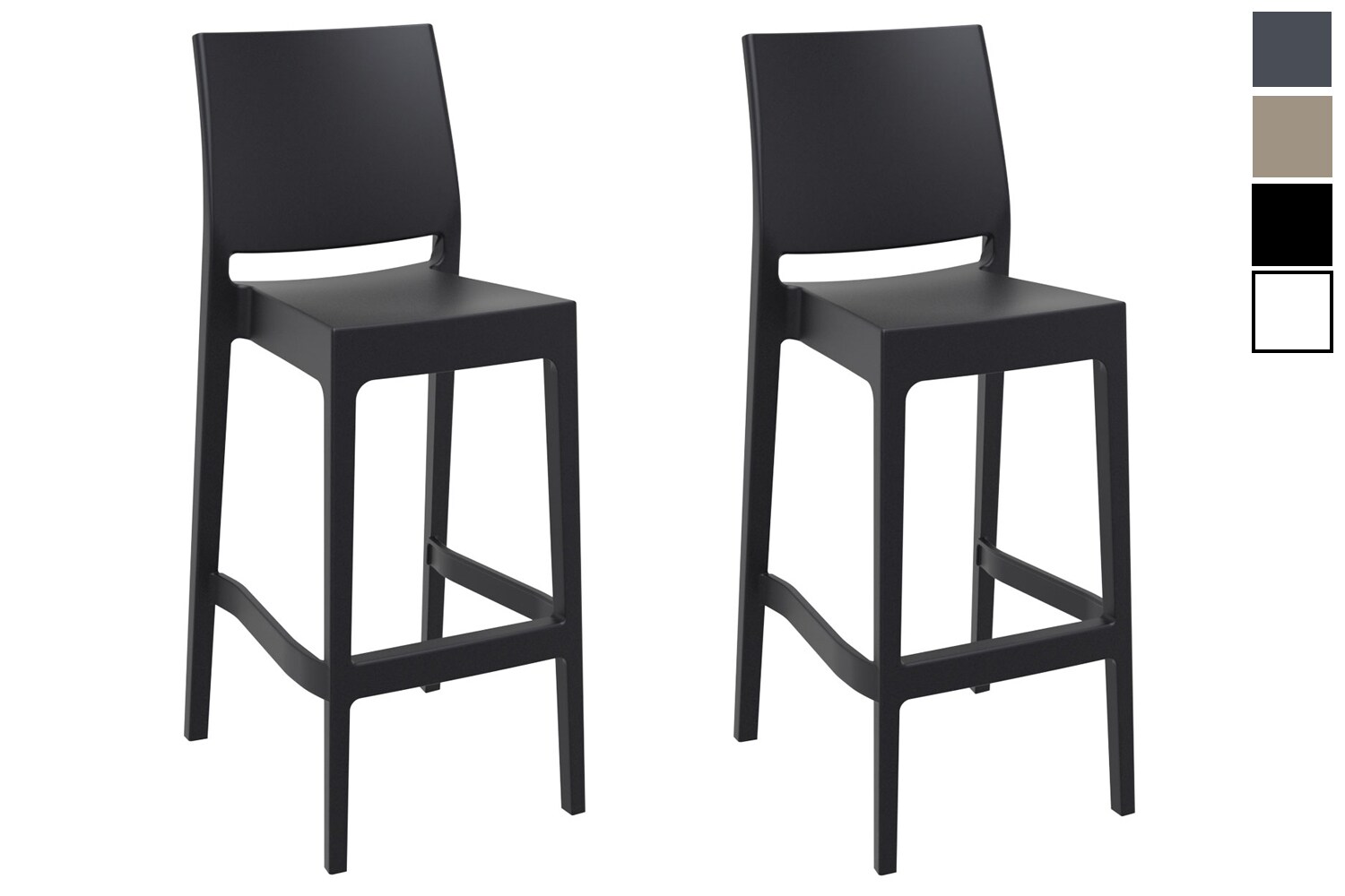 CLP 2er Set Barhocker Maya Aus Wetterbest&auml;ndigem Kunststoff I 2x Tresenhocker Mit Fu&szlig;st&uuml;tze Und Hoher R&uuml;ckenlehne - Bild 1