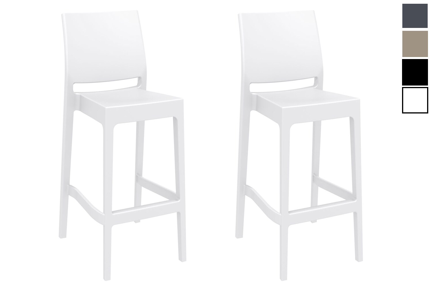 CLP 2er Set Barhocker Maya Aus Wetterbest&auml;ndigem Kunststoff I 2x Tresenhocker Mit Fu&szlig;st&uuml;tze Und Hoher R&uuml;ckenlehne - Bild 1