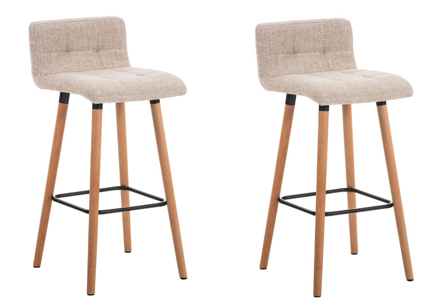CLP 2er Set Barhocker Lincoln Mit Stoffbezug Und Holzgestell I 2 x Thekenhocker Mit R&uuml;ckenlehne Und Fu&szlig;st&uuml;tze - Bild 1