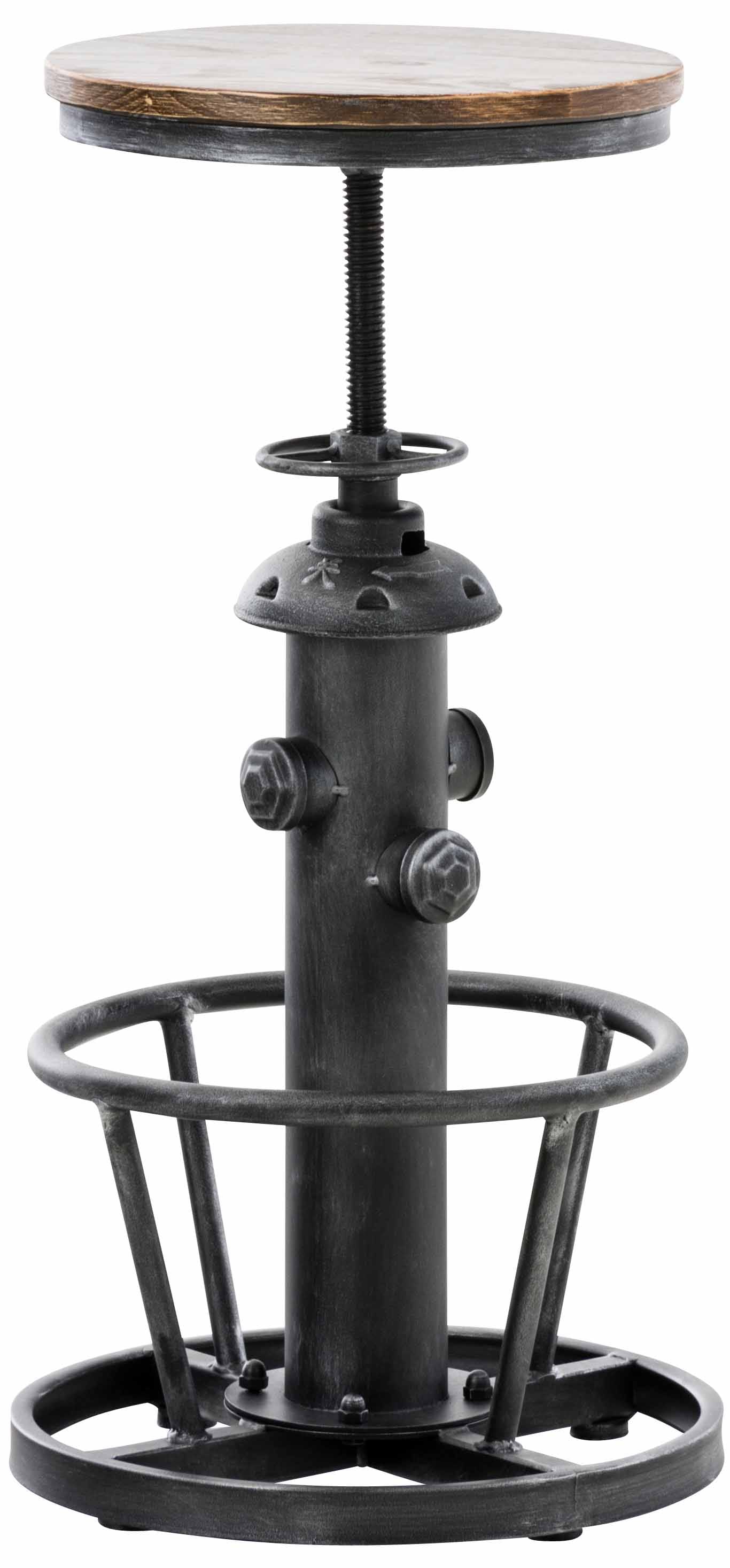 CLP Barhocker BRUNA im Industriallook I Thekenhocker mit Sitzh&ouml;he von 63 - 79 cm I Hocker mit Metallgestell I Sitz aus Kiefernholz - Bild 1