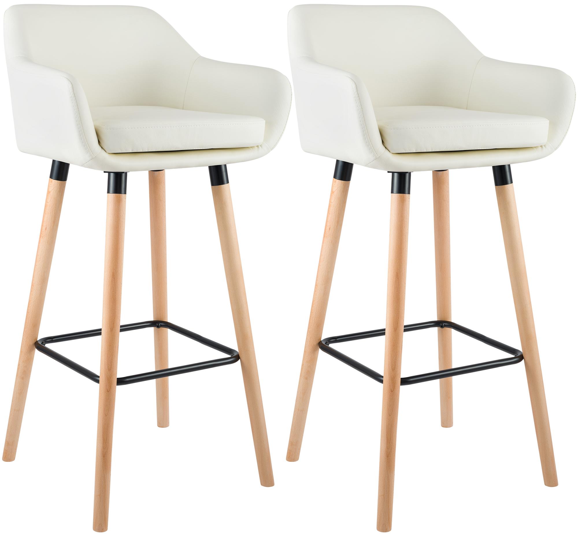 CLP Barhocker 2er Set gepolstert mit Lehnen Grant, Barst&uuml;hle mit Kunstlederbezug, Gestelle aus Holz bis 150 kg belastbar - Bild 1