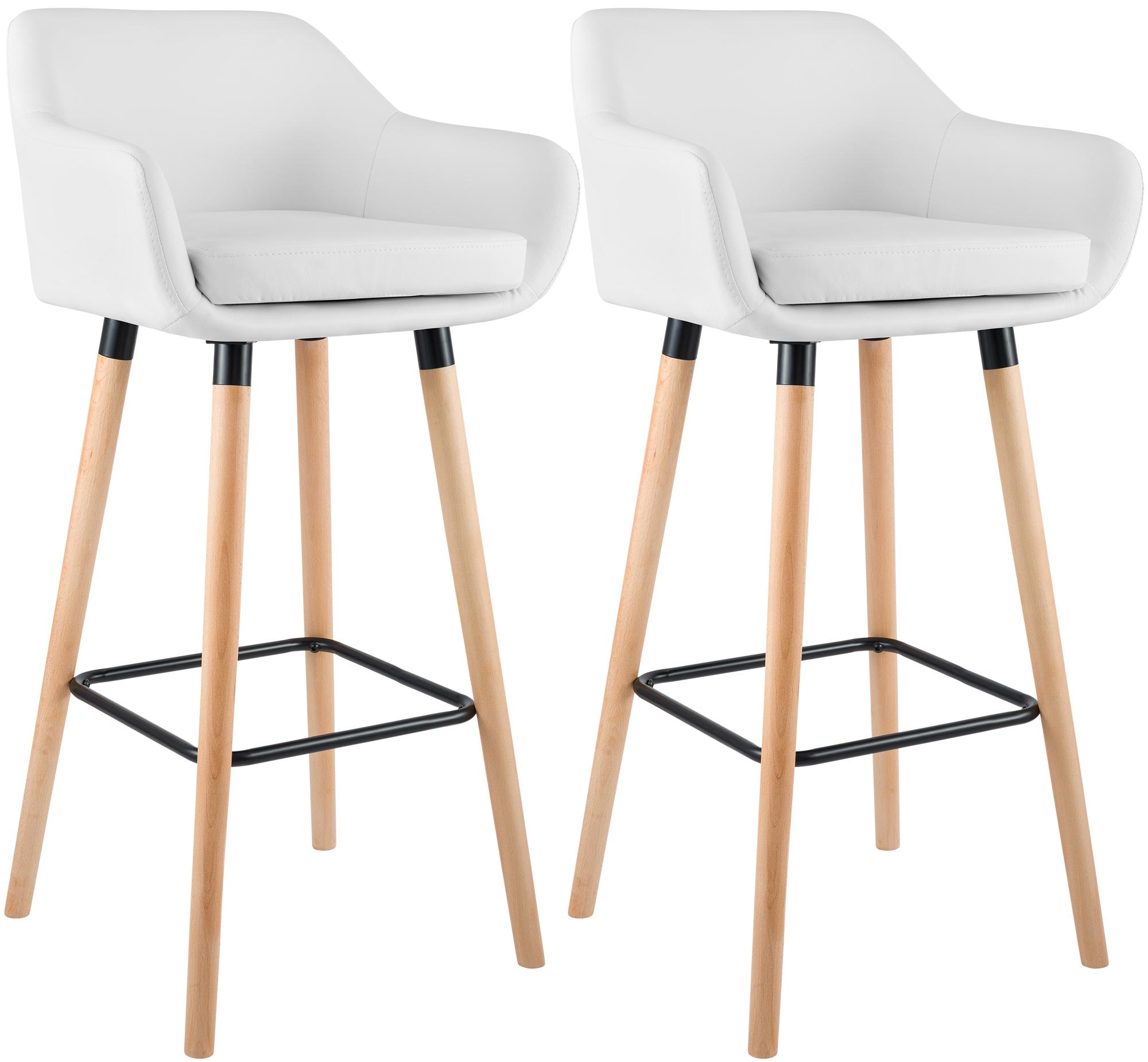CLP Barhocker 2er Set gepolstert mit Lehnen Grant, Barst&uuml;hle mit Kunstlederbezug, Gestelle aus Holz bis 150 kg belastbar - Bild 1