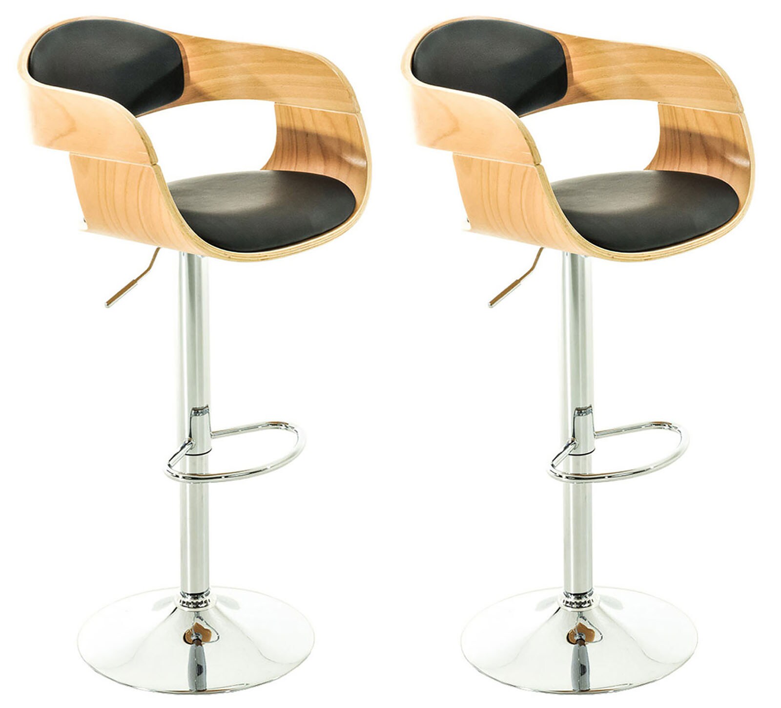 CLP 2er Set Barhocker Kingston Mit Kunstlederbezug I Höhenverstellbarer Barstuhl Mit Robustem Metallgestell