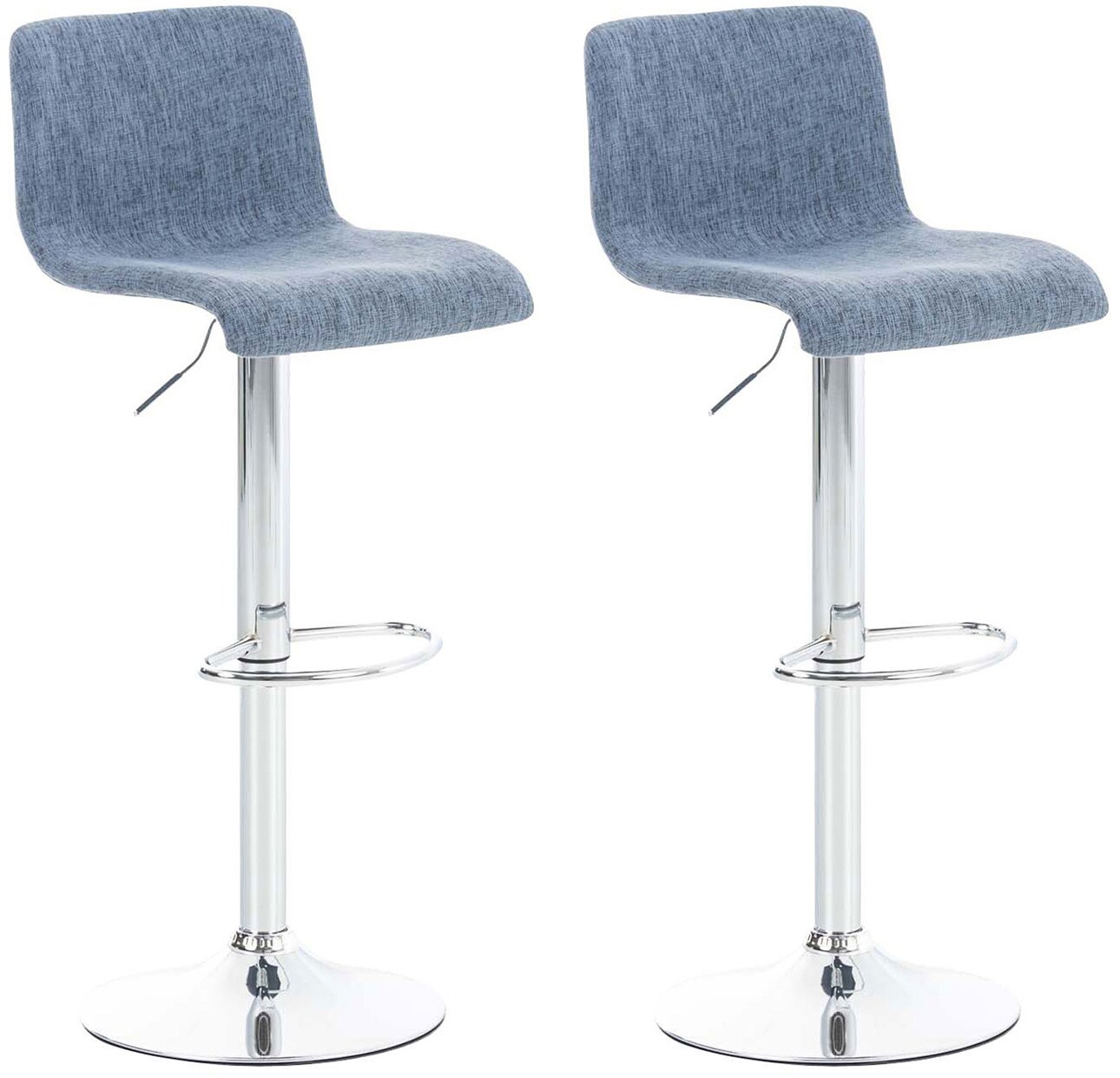 CLP 2er Set Barhocker Hoover Stoff chrom Farbe: blau, Gestell Farbe: chrom