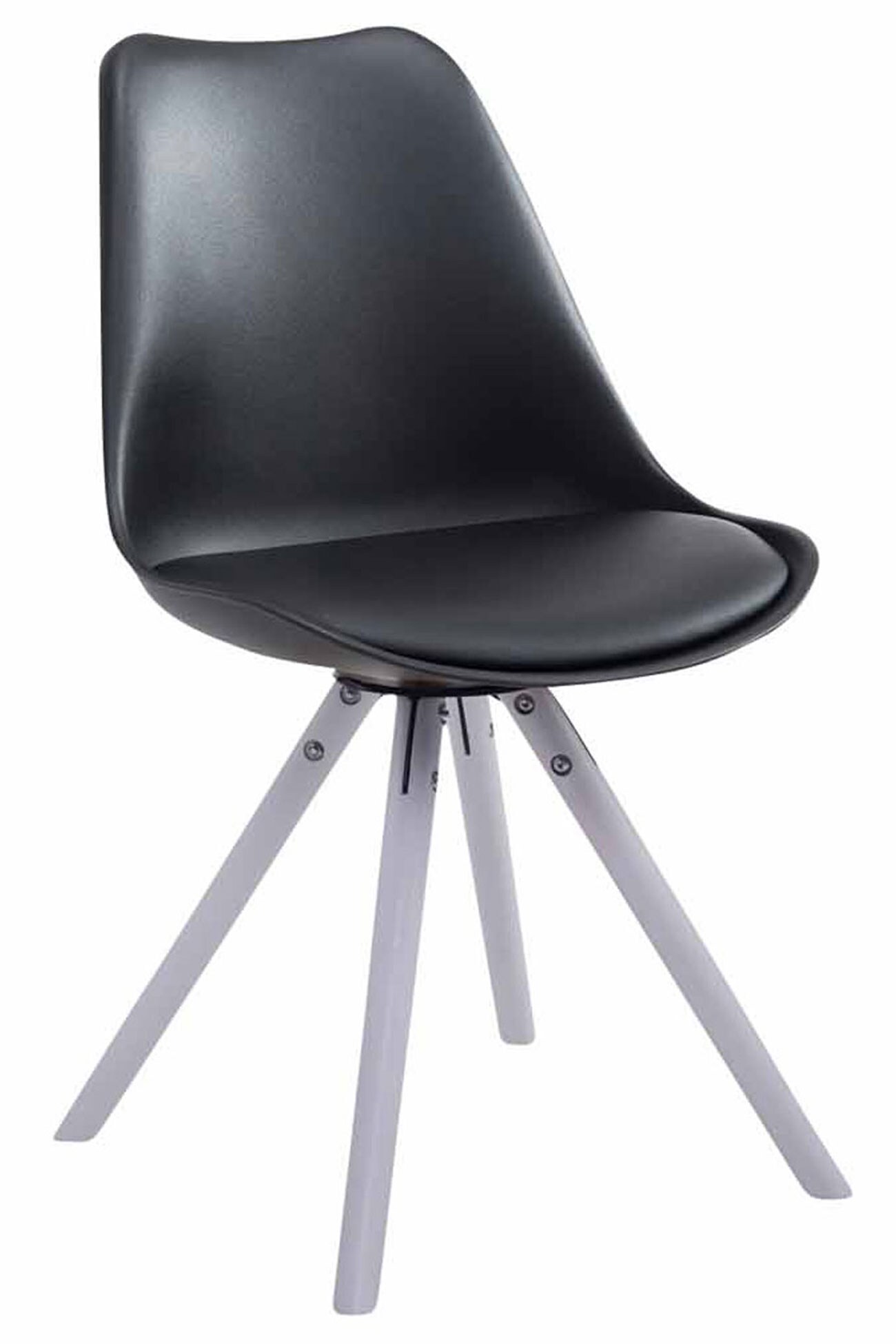 CLP Retro-Stuhl Toulouse Rund Mit Kunstlederbezug | Kunststoff-Lehnstuhl Mit Holzgestell | In Verschiedenen Farben - Bild 1