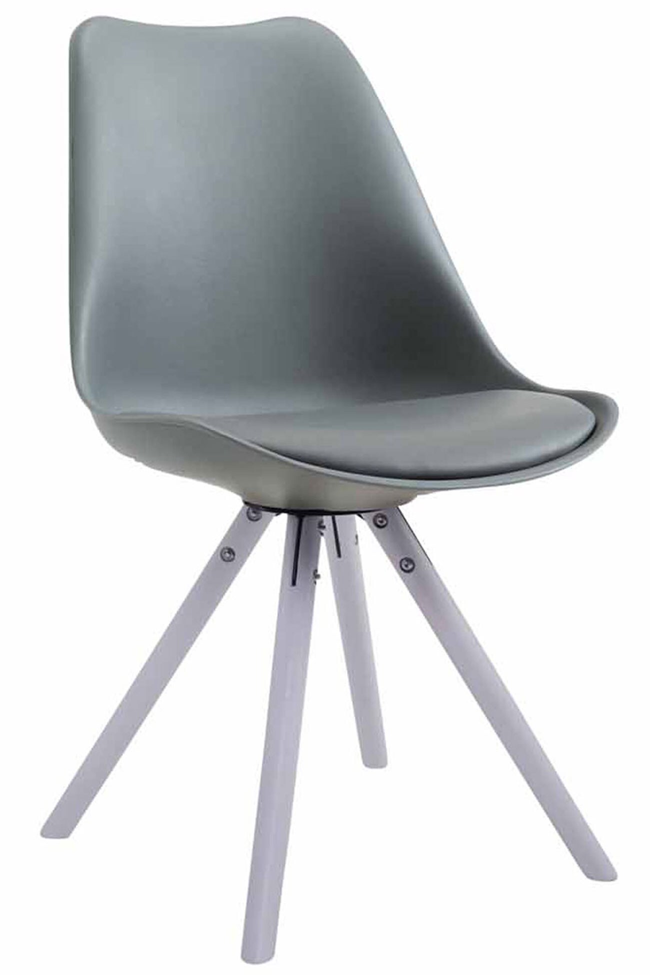 CLP Retro-Stuhl Toulouse Rund Mit Kunstlederbezug | Kunststoff-Lehnstuhl Mit Holzgestell | In Verschiedenen Farben - Bild 1