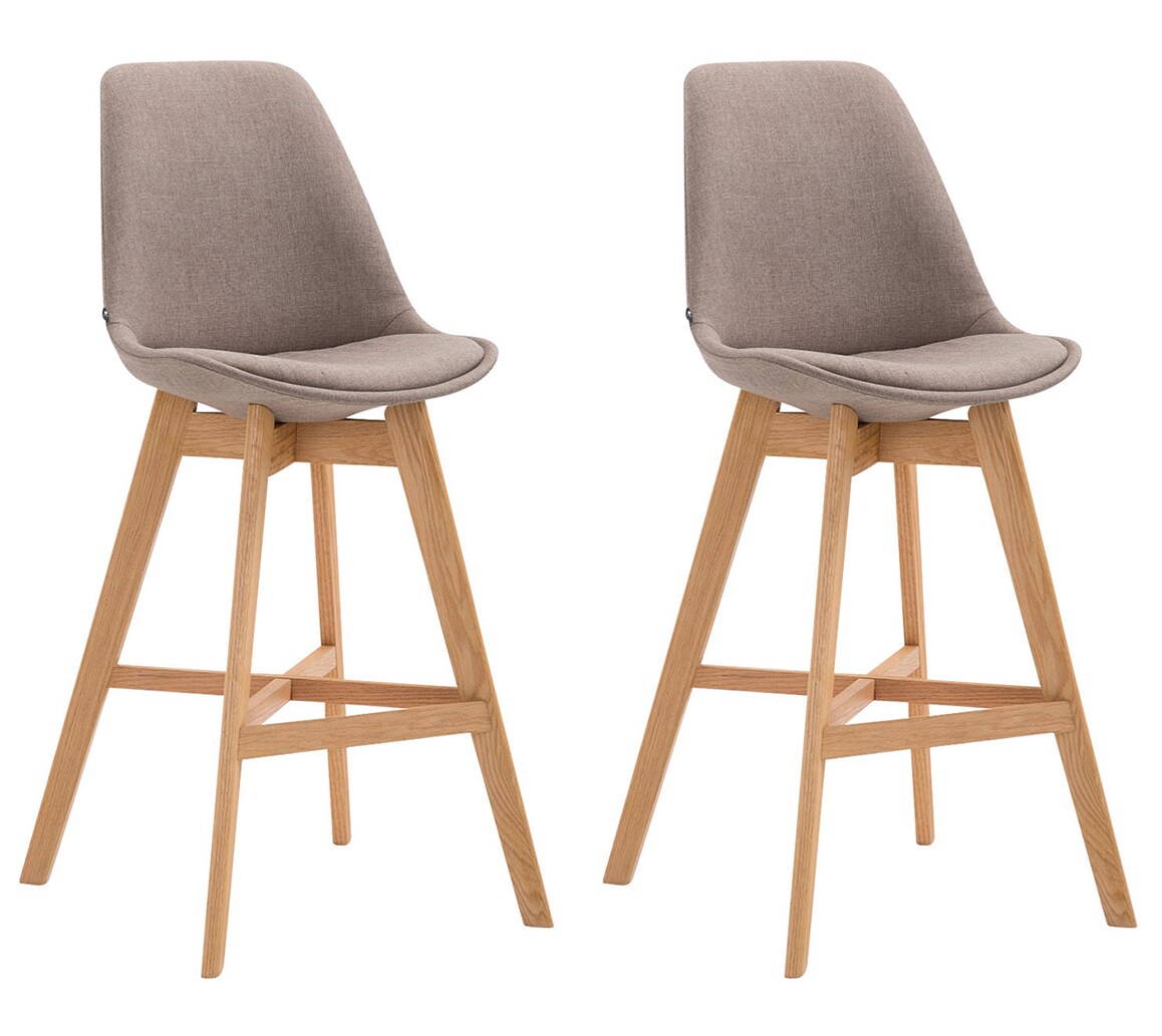 CLP 2er Set Barhocker Cannes Stoff-Bezug I Thekenhocker mit Eichenholz-Gestell - Bild 1