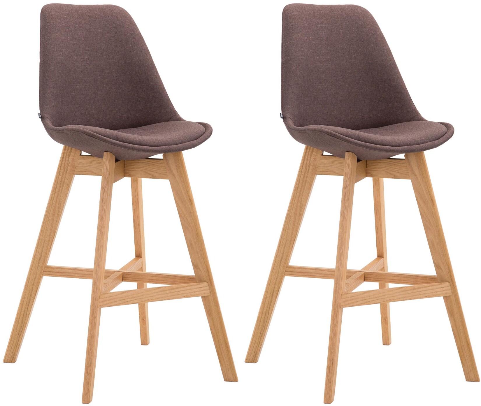 CLP 2er Set Barhocker Cannes Stoff-Bezug I Thekenhocker mit Eichenholz-Gestell