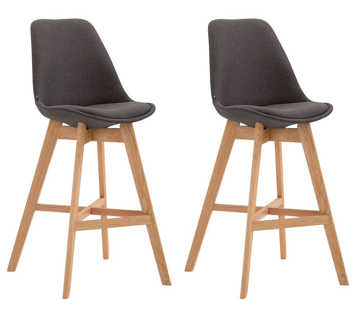 CLP 2er Set Barhocker Cannes Stoff-Bezug I Thekenhocker mit Eichenholz-Gestell - Bild 1