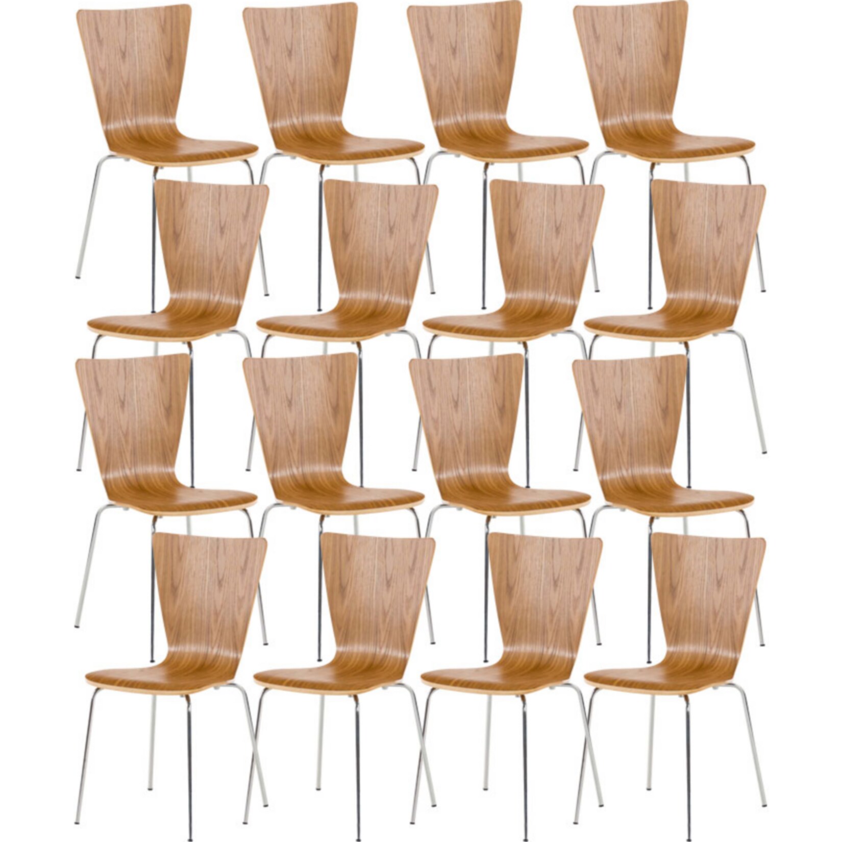 CLP 16 x Stapelstuhl Aaron Mit Holzsitz Und Metallgestell I 16 x Stuhl Mit pflegeleichter Sitzfl&auml;che I Set Mit 16 St&uuml;hlen - Bild 1