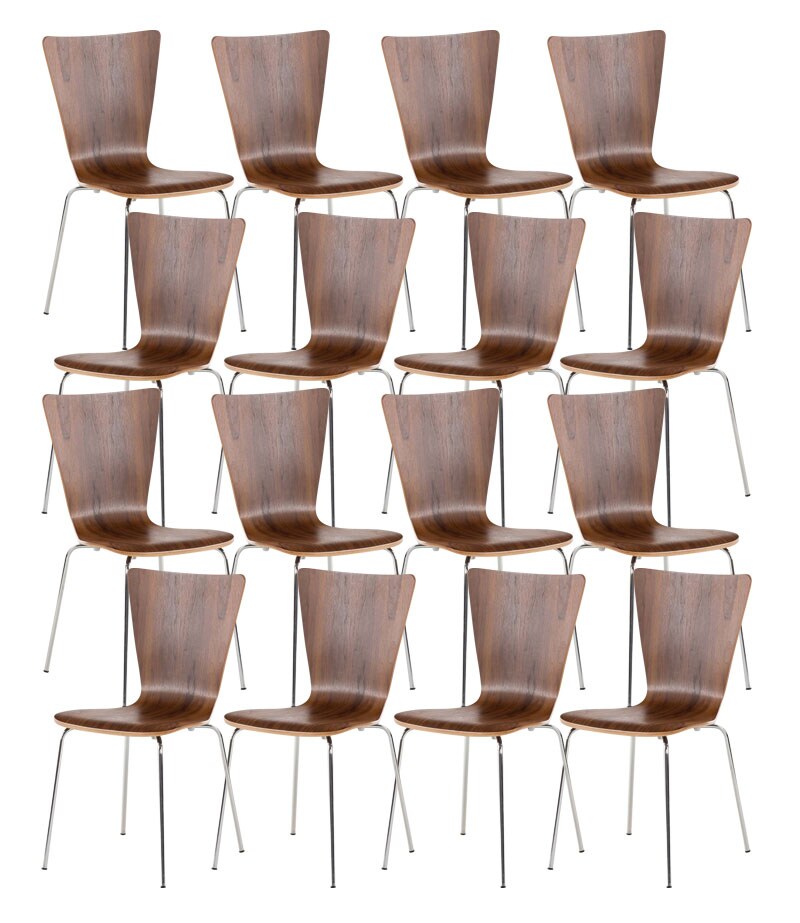 CLP 16 x Stapelstuhl Aaron Mit Holzsitz Und Metallgestell I 16 x Stuhl Mit pflegeleichter Sitzfl&auml;che I Set Mit 16 St&uuml;hlen - Bild 1
