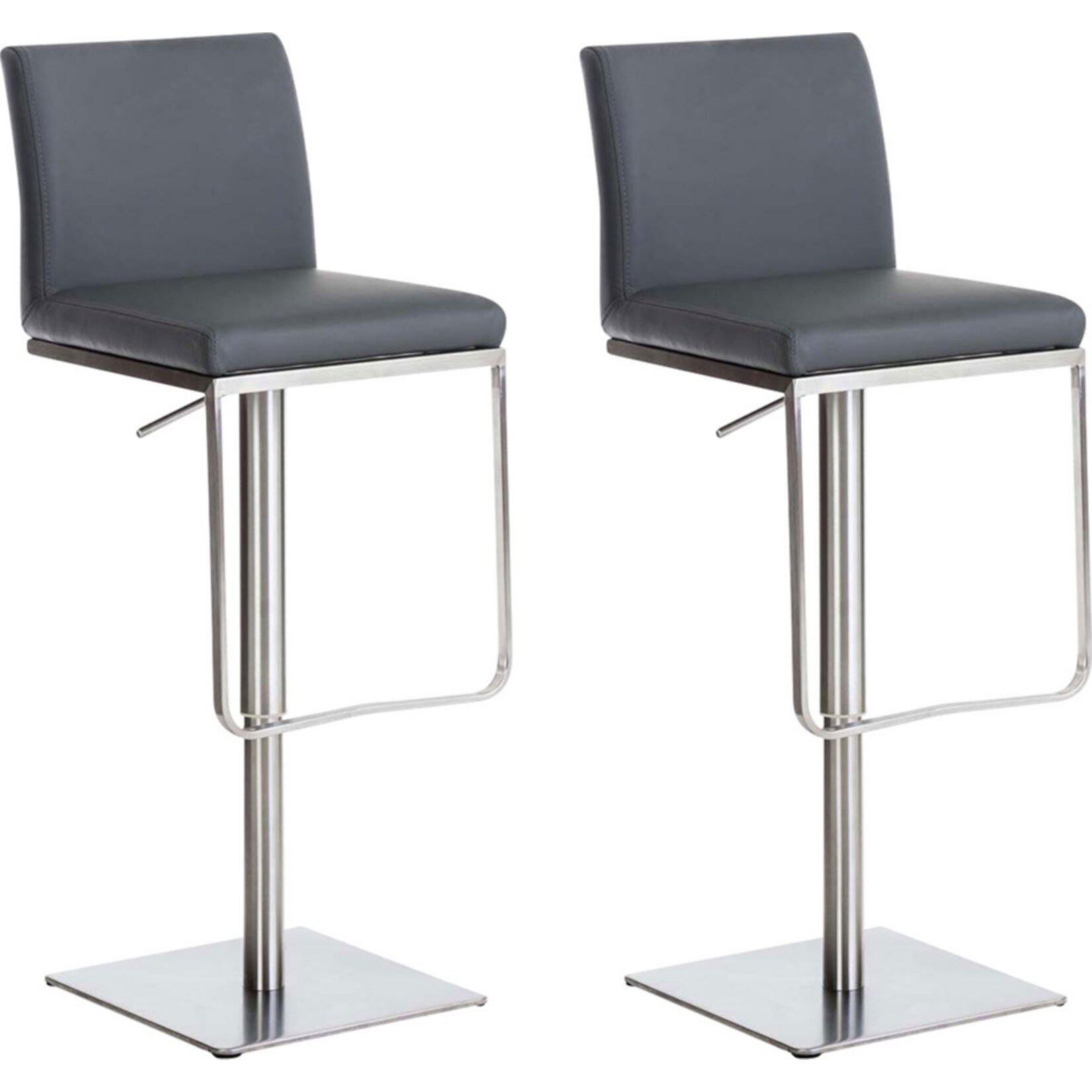 CLP 2er Set Barhocker Panama Mit Kunstlederbezug I H&ouml;henverstellbarer Barstuhl I Thekenhocker Mit Lehne Und Fu&szlig;st&uuml;tze - Bild 1
