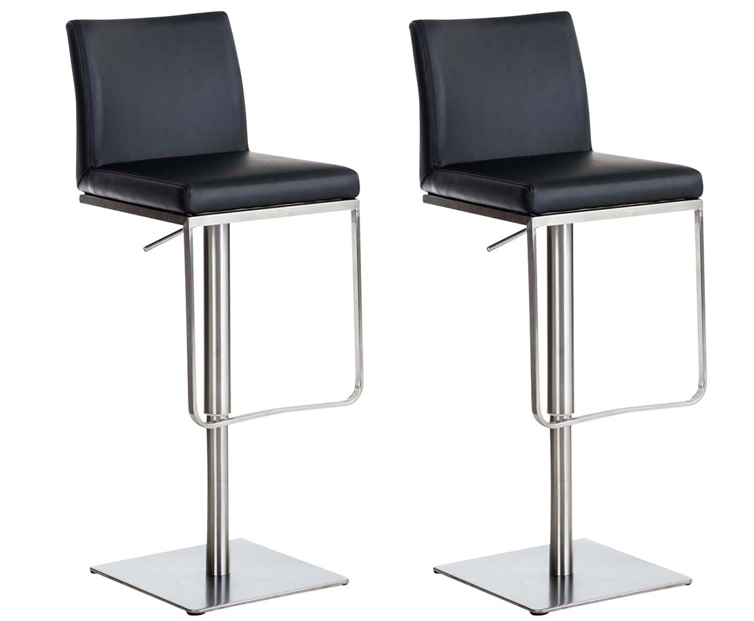 CLP 2er Set Barhocker Panama E Kunstleder Farbe: schwarz, Gestell Farbe: edelstahl